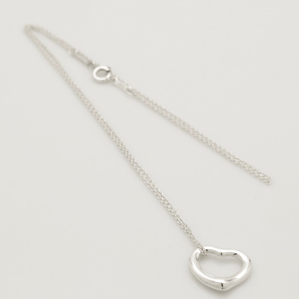 Tiffany & Co. Open Heart Pendant Necklace Sterling Silver 925