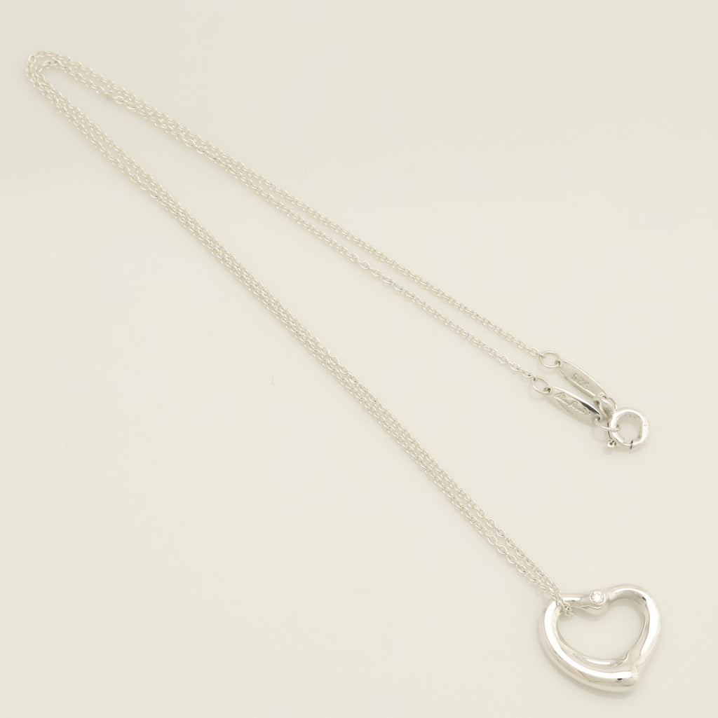 TIFFANY&Co. オープンハート 16mm 2P ダイヤモンド エルサペレッティ ネックレス AG925