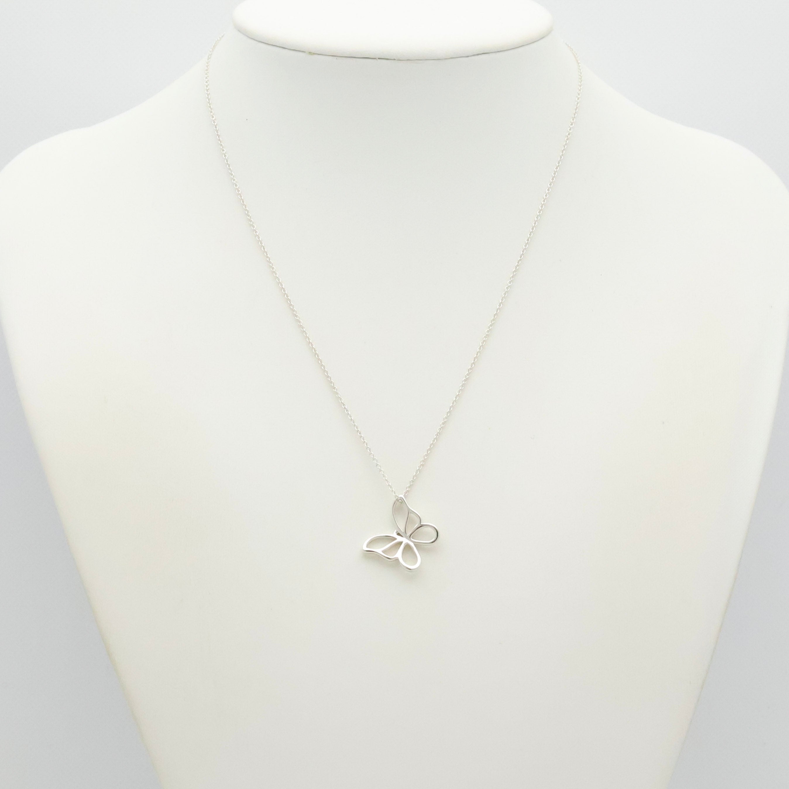 Tiffany & Co. Large Butterfly Necklace Pendant  Sterling Silver 925
