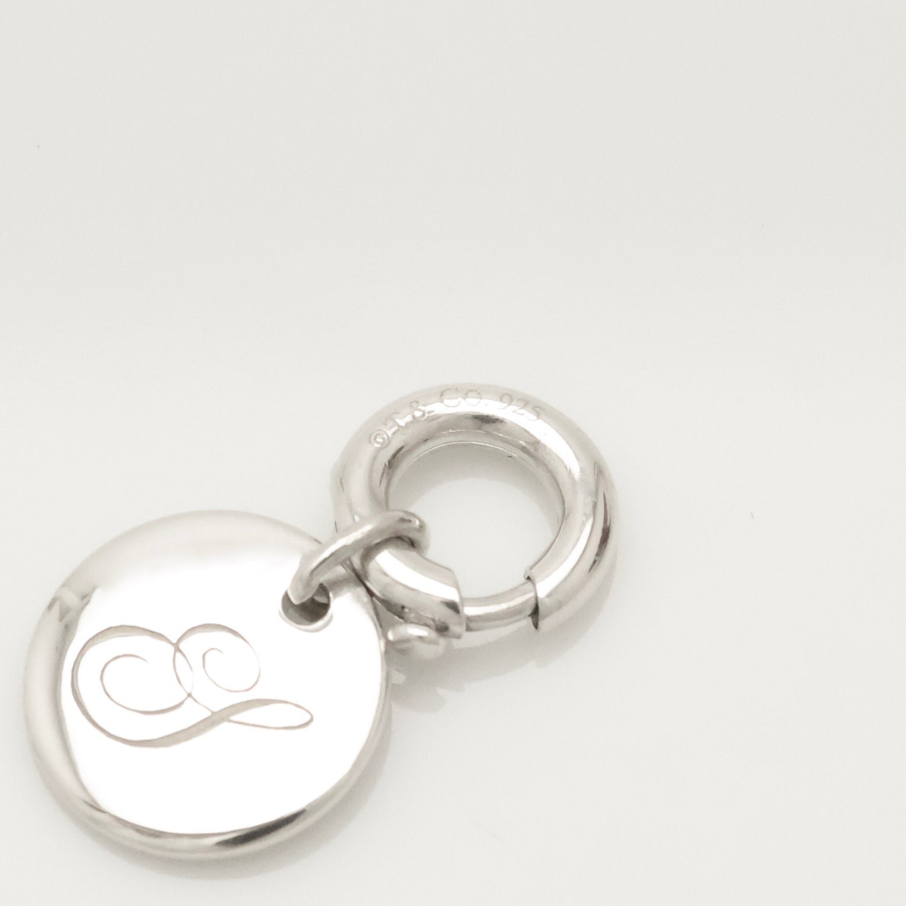 Tiffany & Co. Notes Letter S Disc Round Pendant Charm Sterling Silver 925