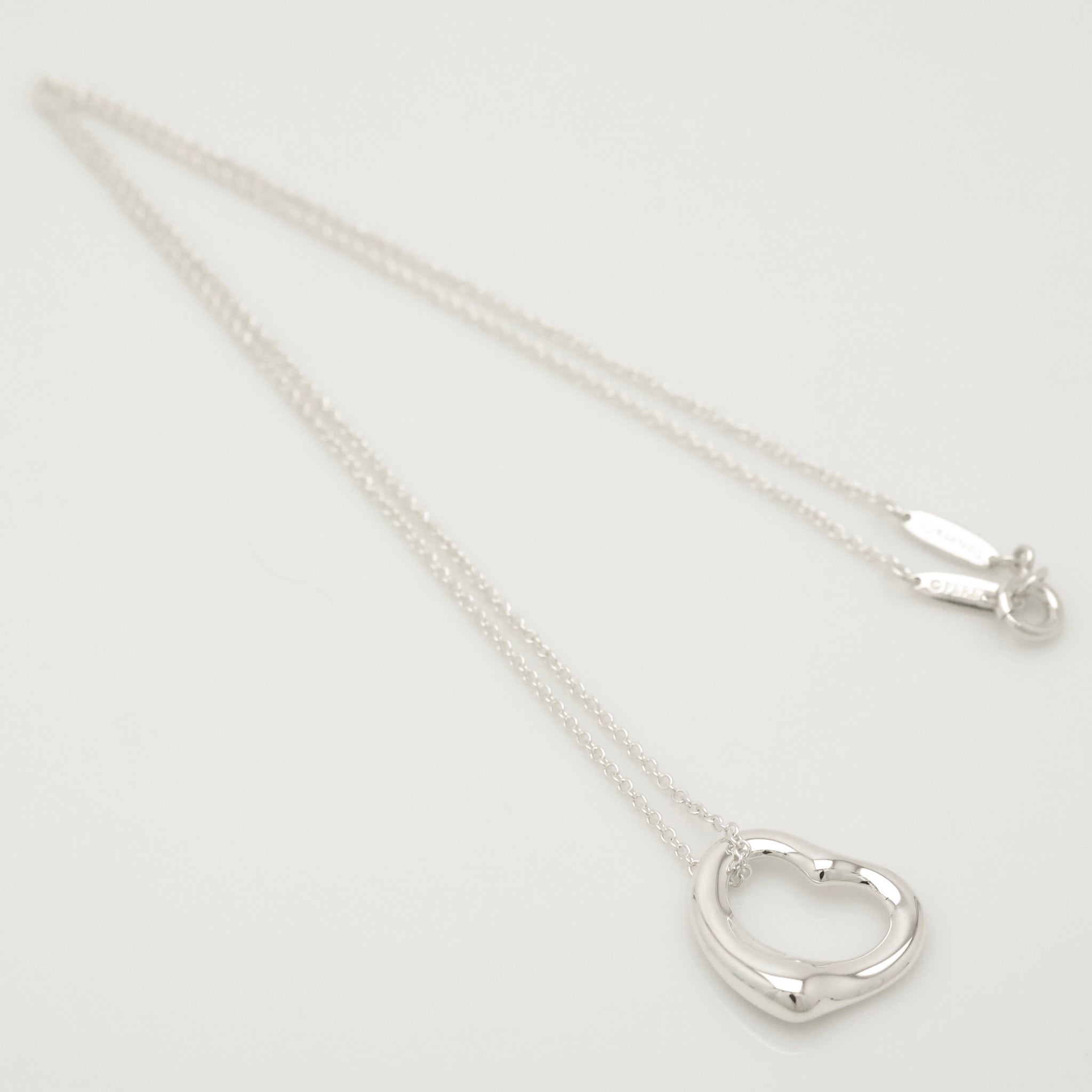 Tiffany & Co. Open Heart Pendant Necklace Sterling Silver 925