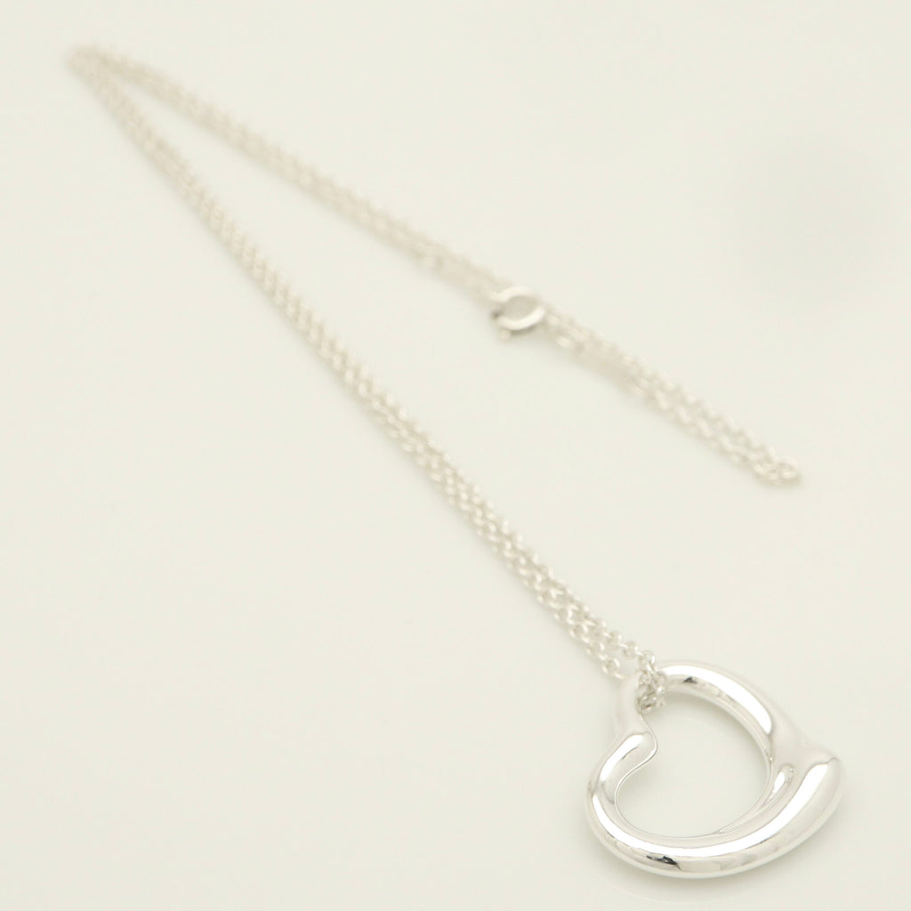 Tiffany & Co. Open Heart Pendant Necklace Sterling Silver 925