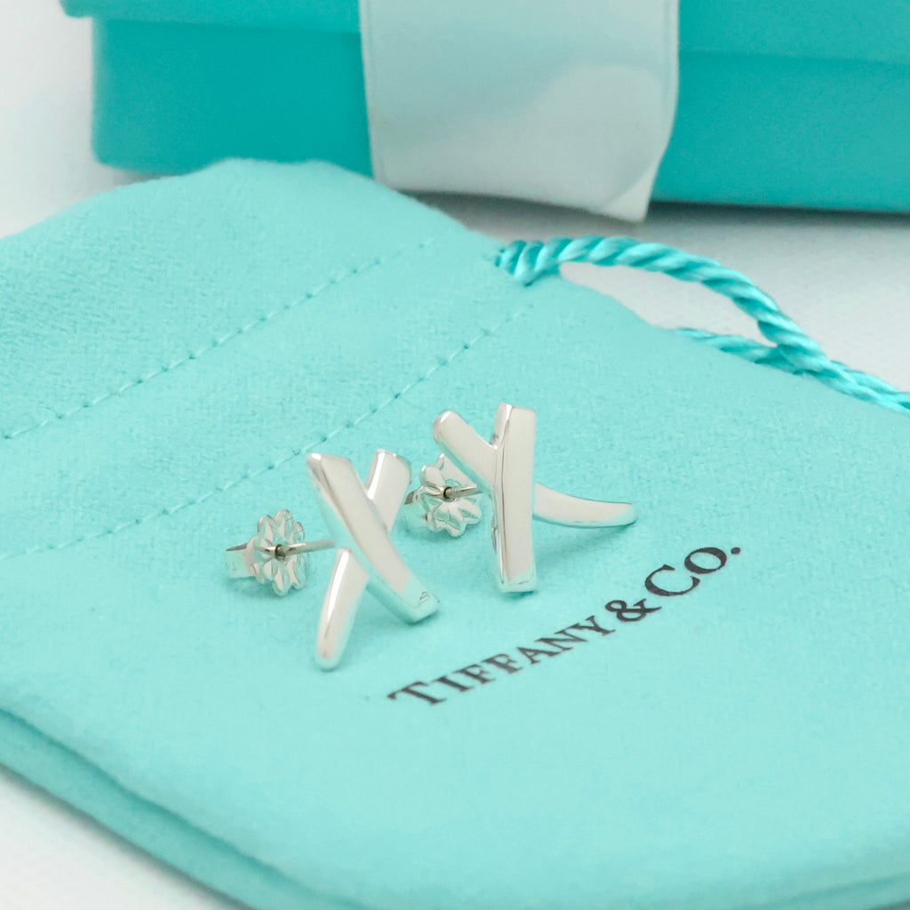 Tiffany & Co. Picasso X Kiss Cross Stud Earrings Sterling Silver 925 