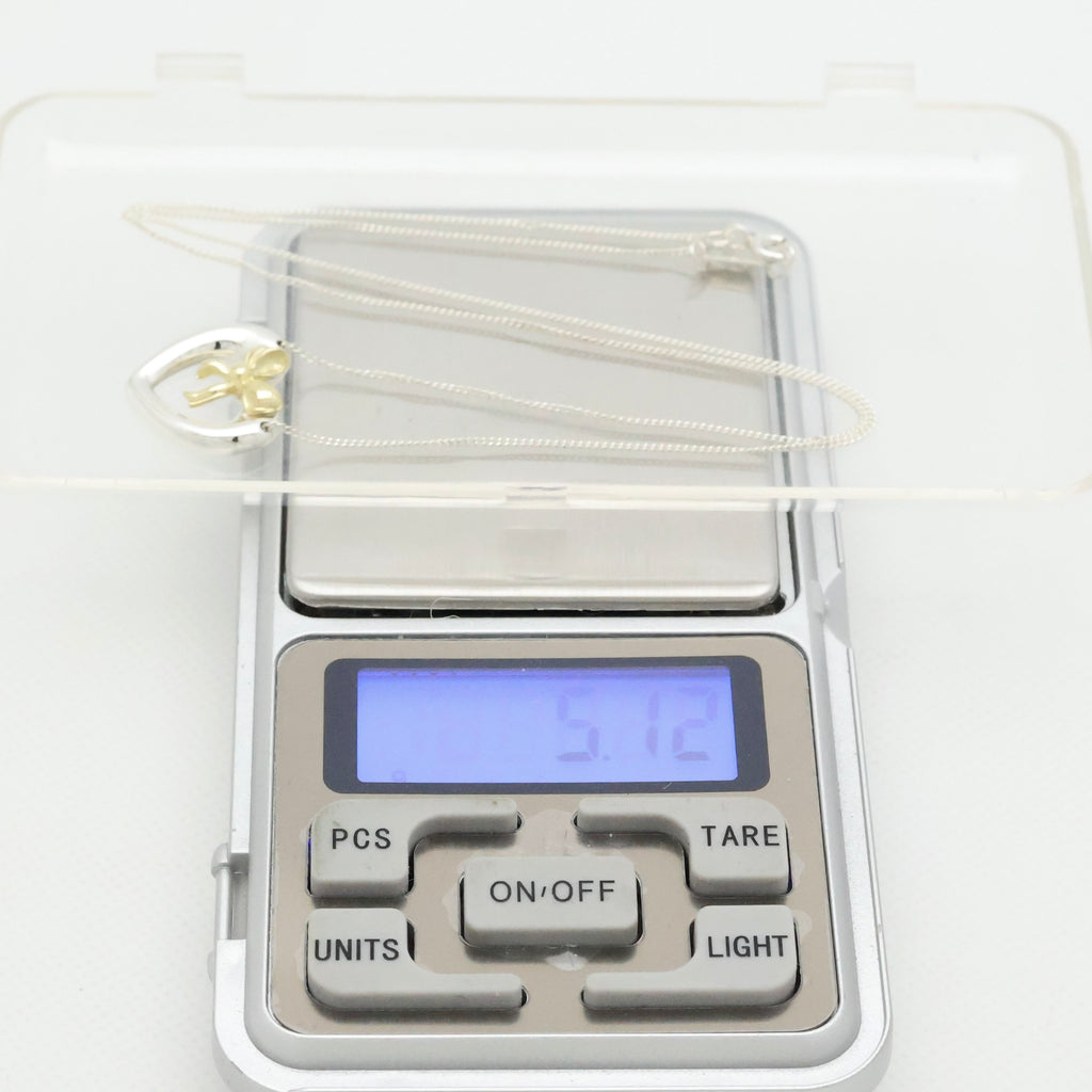 TIFFANY&Co. ハート リボン コンビ ネックレス AG925 AU750