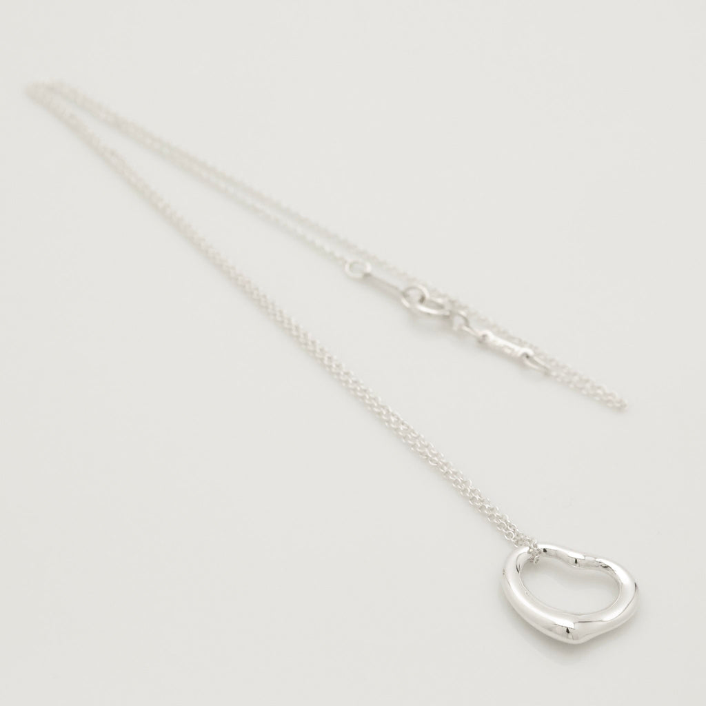 Tiffany & Co. Open Heart 16mm Pendant Necklace  Sterling Silver 925