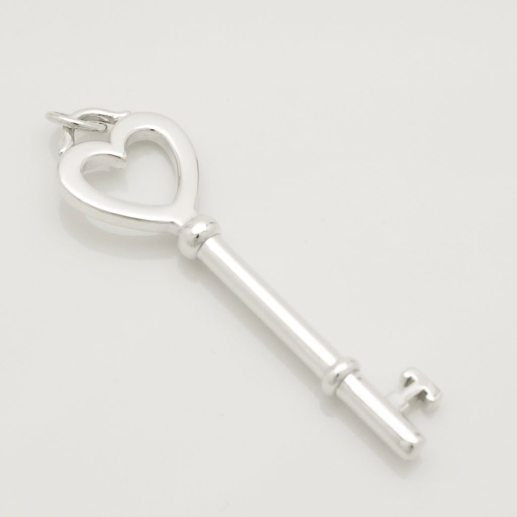 Tiffany & Co. Heart Key Charm Pendant Sterling Silver 925