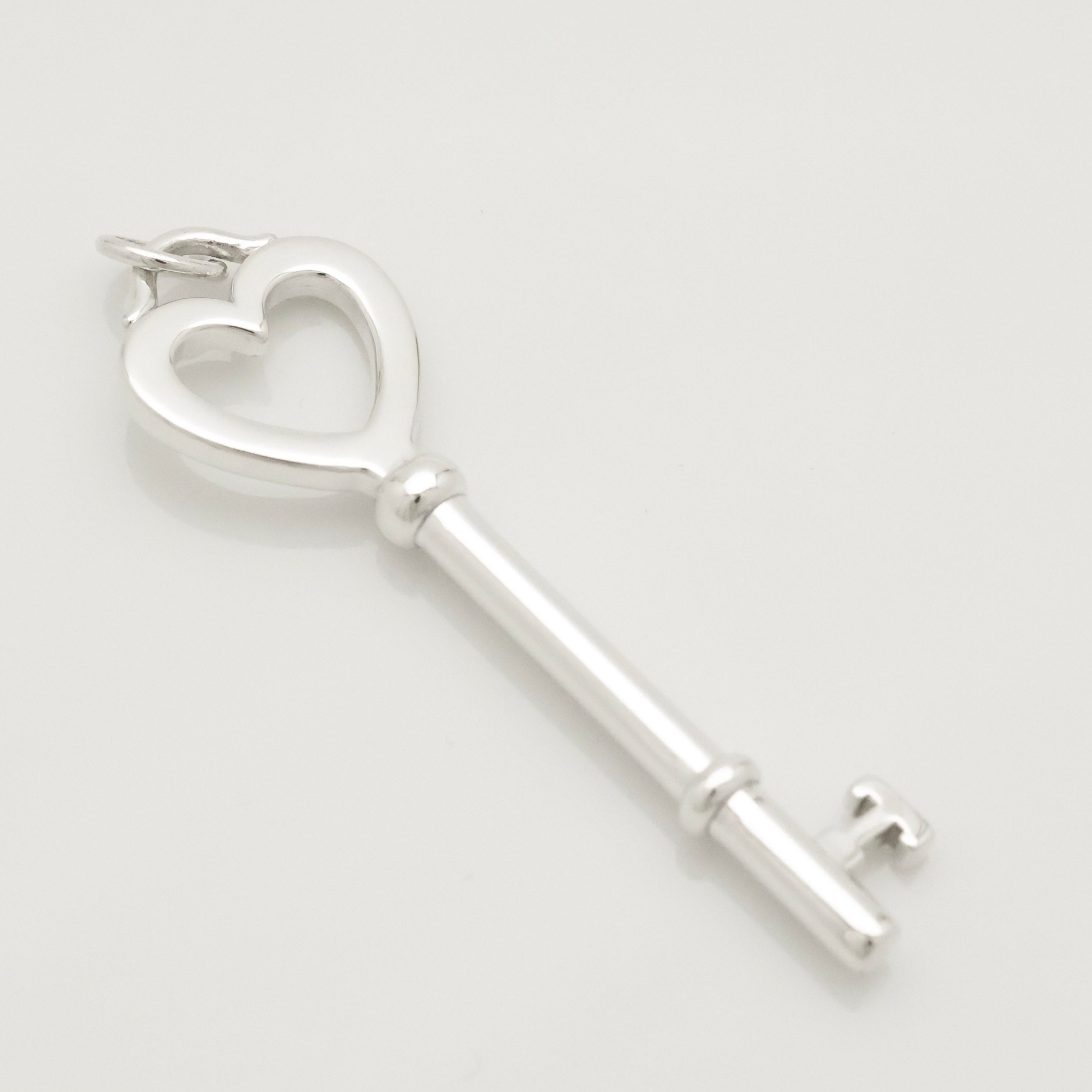  Tiffany & Co. Heart Key Charm Pendant Sterling Silver 925