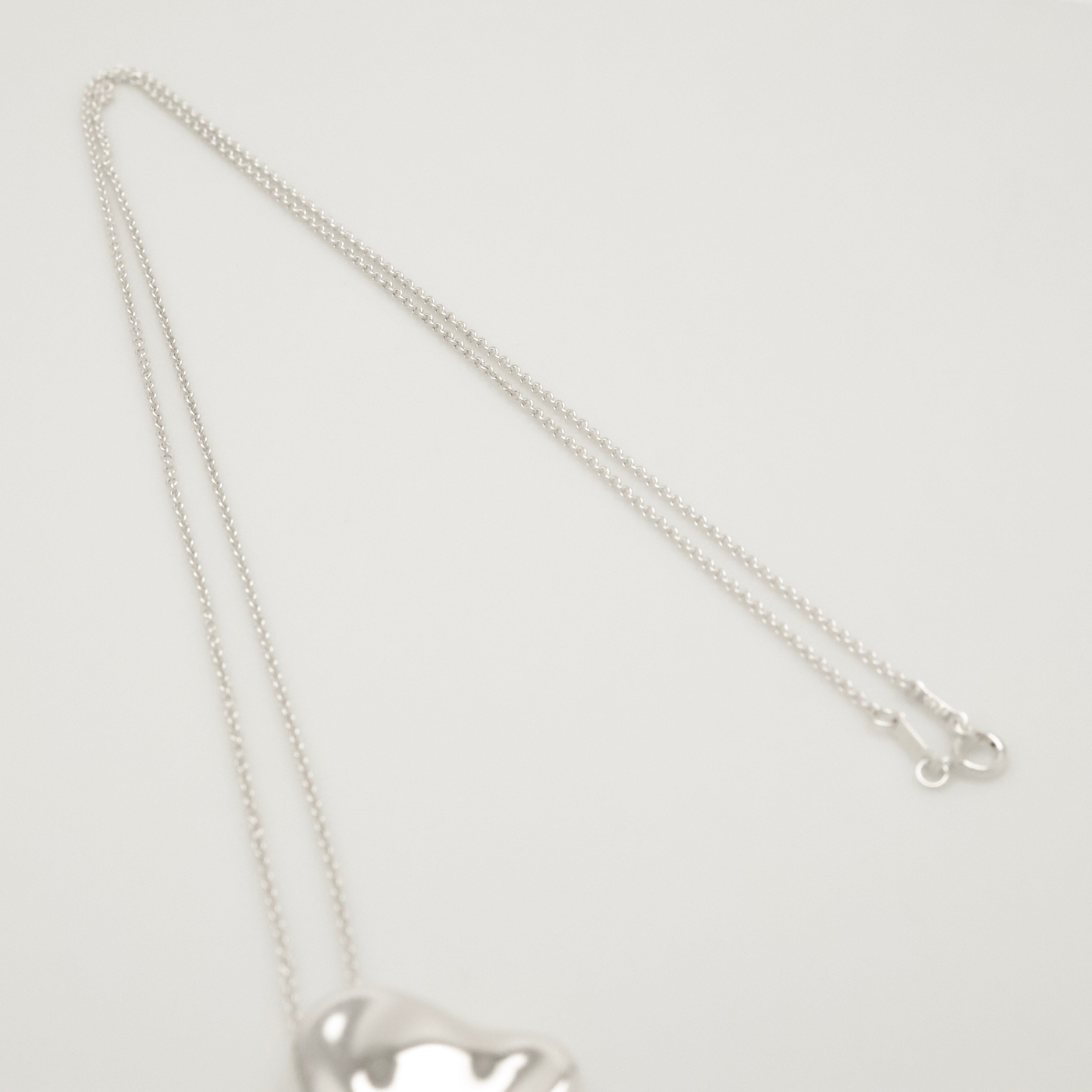  Tiffany & Co. Large Full Heart Pendant Necklace Sterling Silver 925