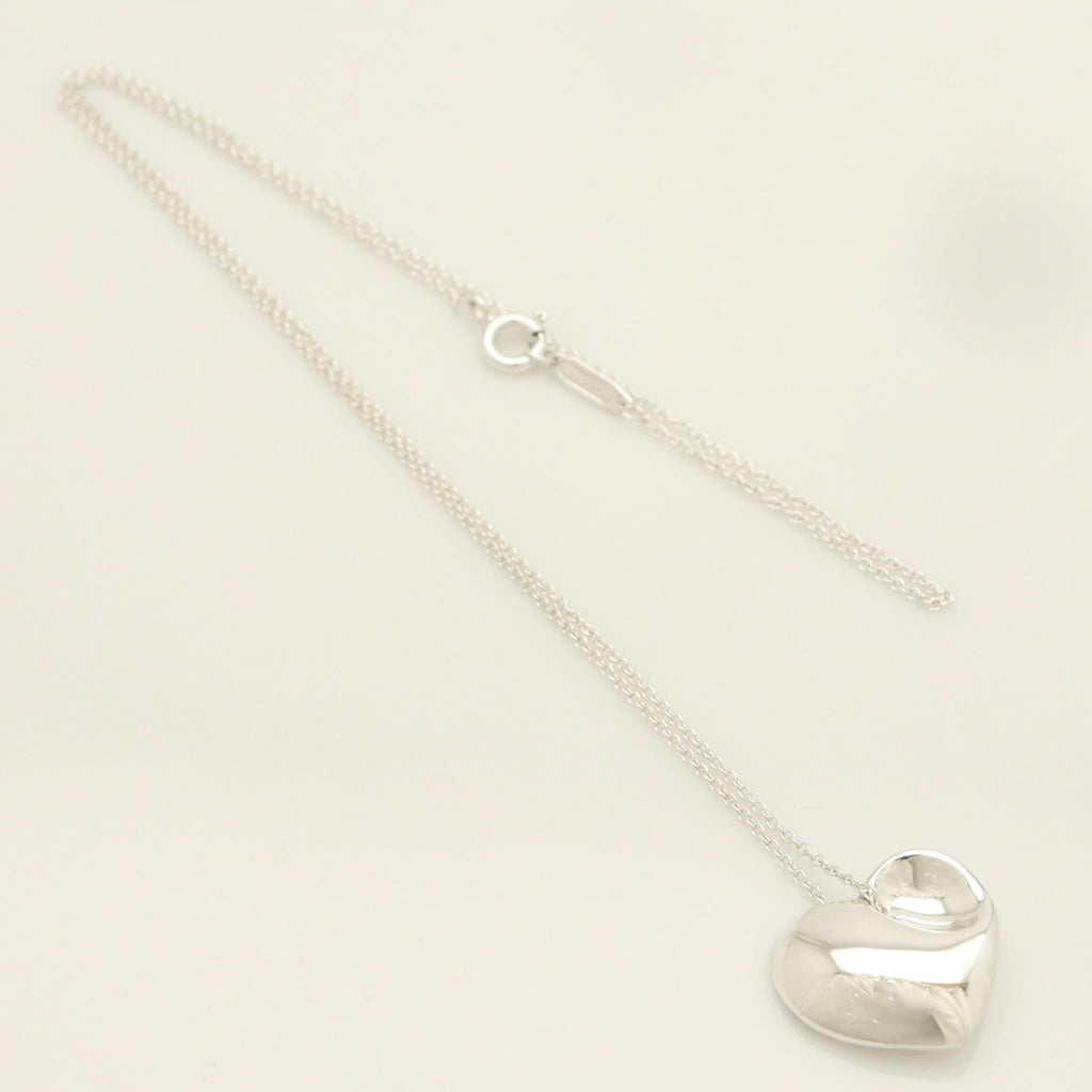 Tiffany & Co. Puff Heart Dangle Pendant Necklace Sterling Silver 925