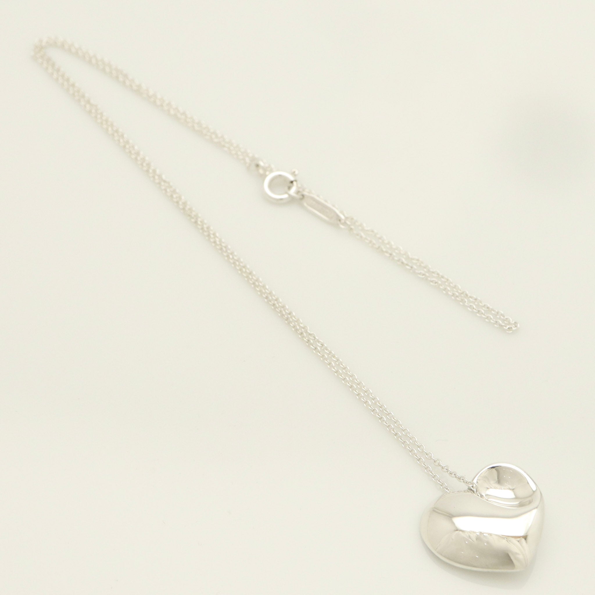 Tiffany & Co. Puff Heart Dangle Pendant Necklace Sterling Silver 925