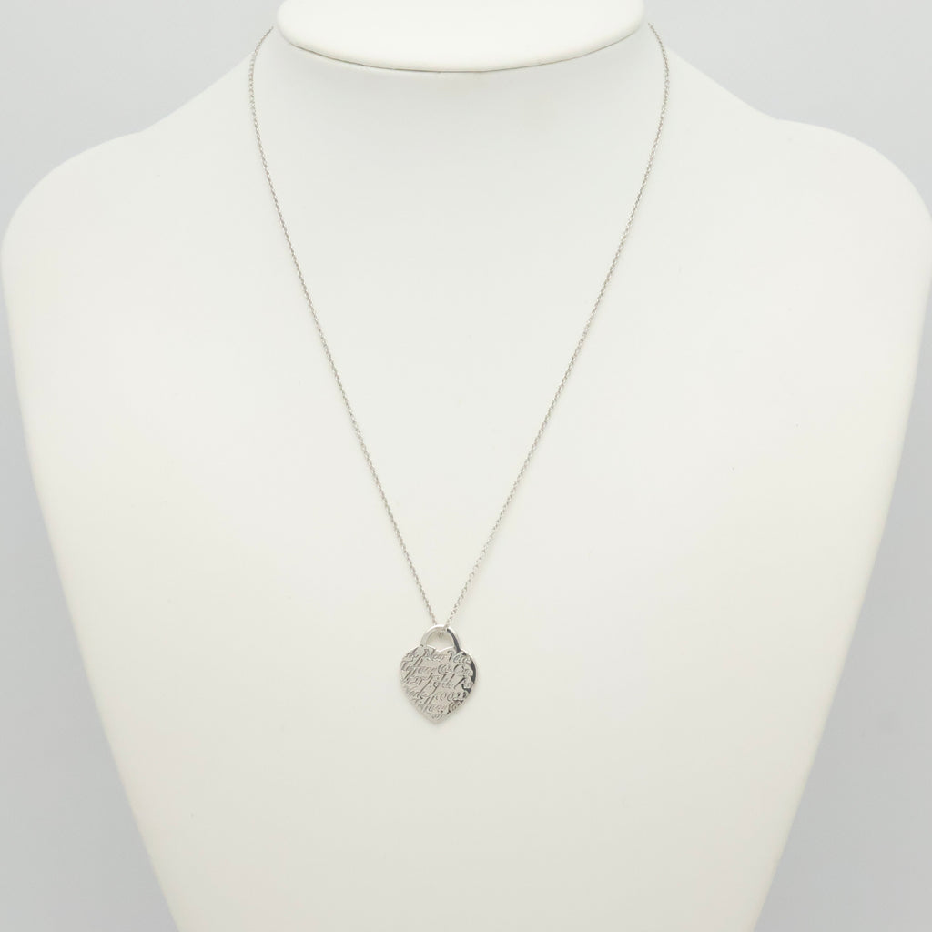 Tiffany & Co. Notes I LOVE YOU Heart Pendant Necklace Sterling Silver 925