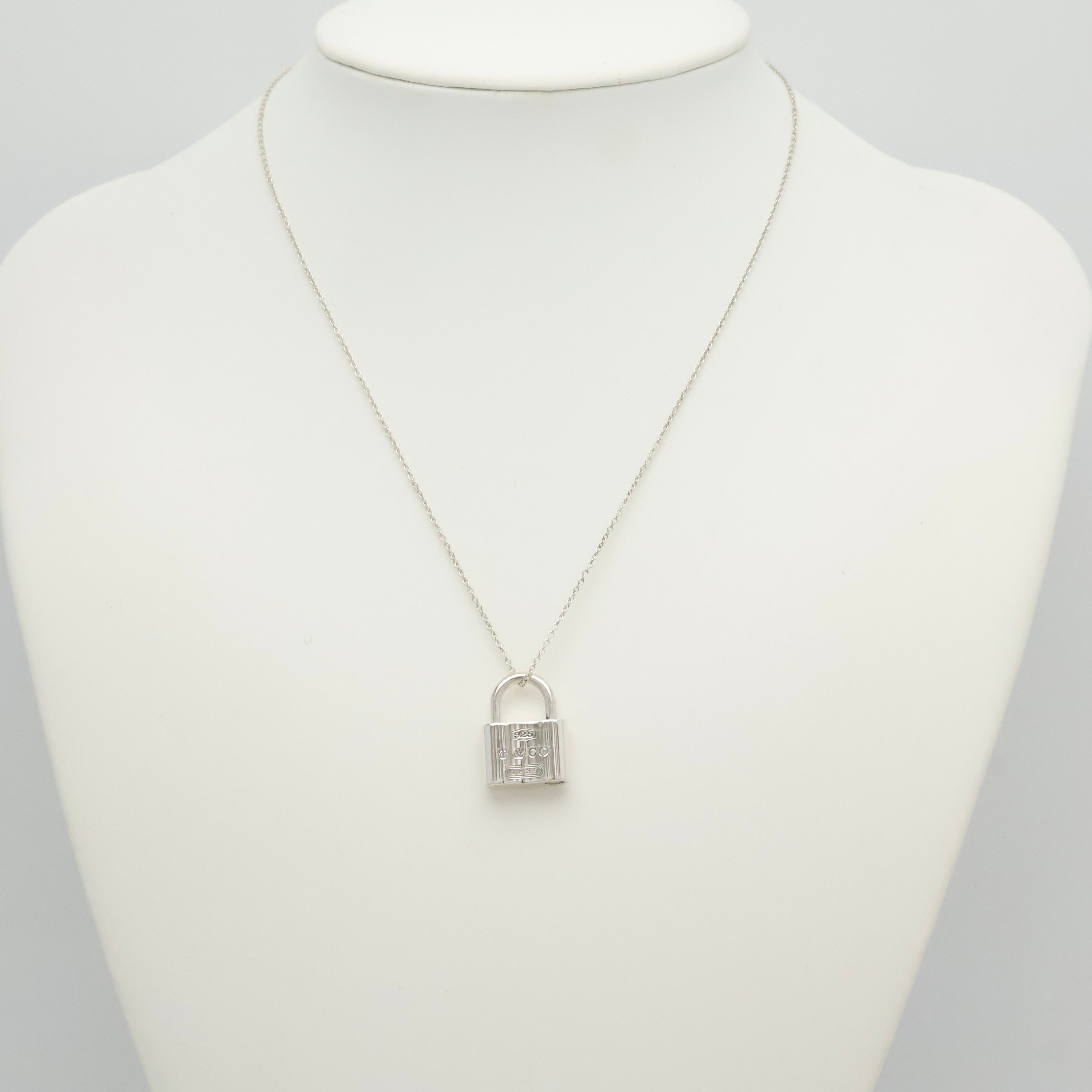 Tiffany & Co 1837 Padlock Necklace Pendant Sterling Silver 925 Chain