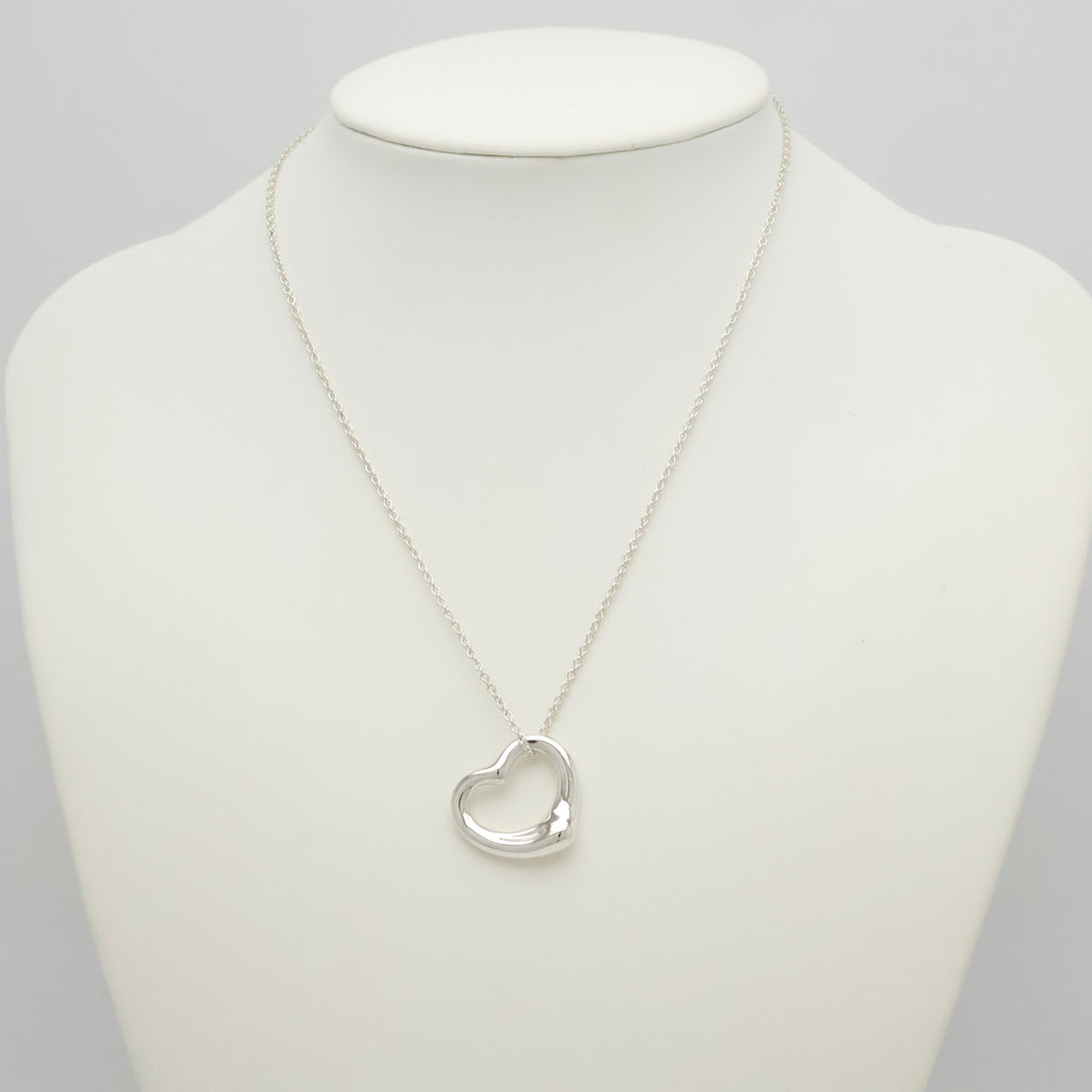 Tiffany & Co. Open Heart Pendant Necklace Sterling Silver 925