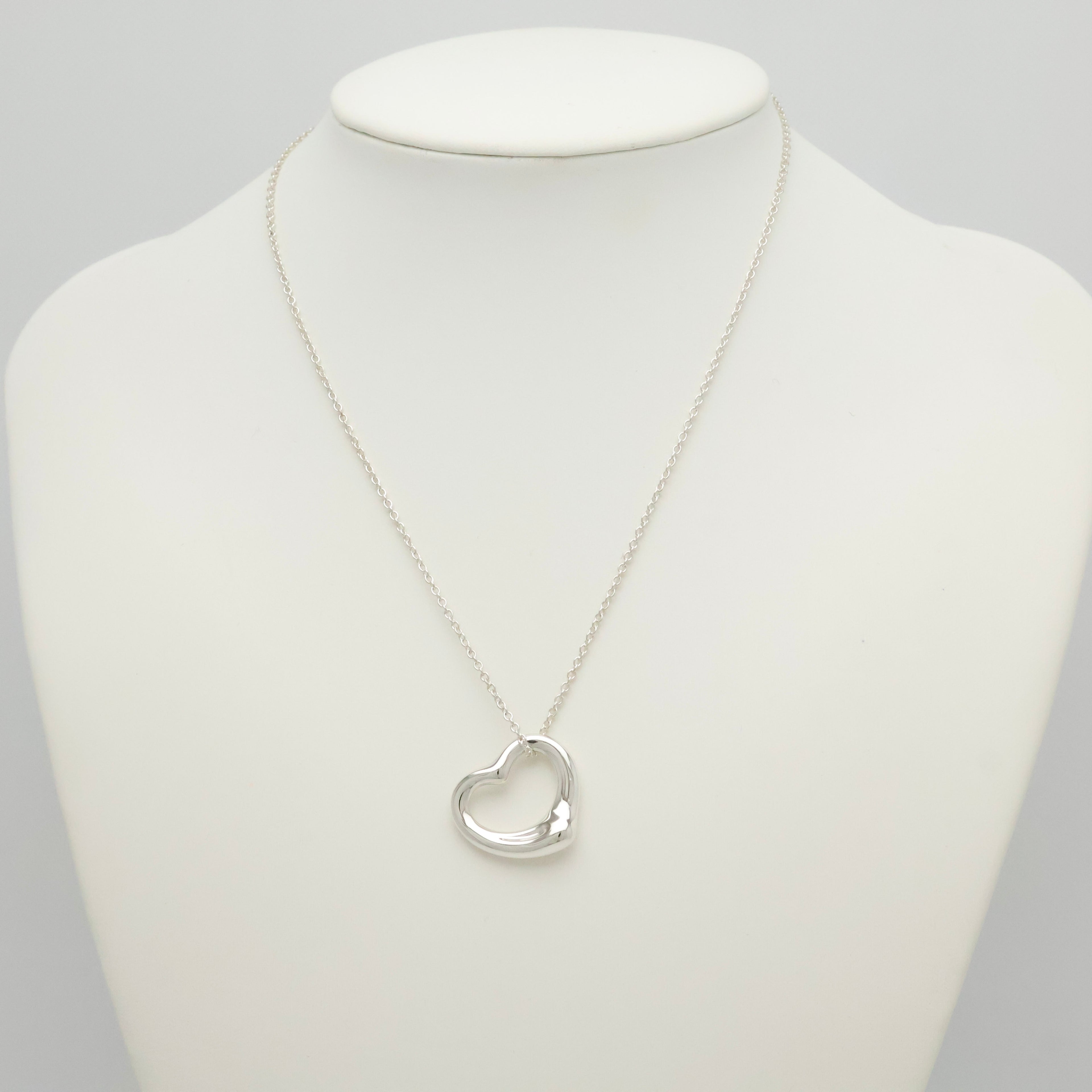 Tiffany & Co. Open Heart Pendant Necklace Sterling Silver 925