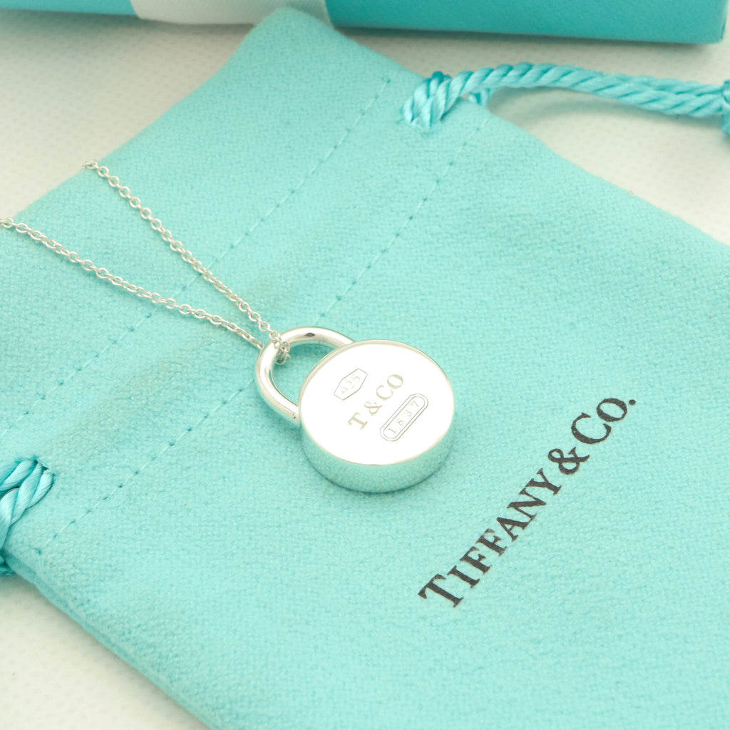 Tiffany & Co. 1837 Round Lock Padlock Pendant Necklace Sterling Silver 925