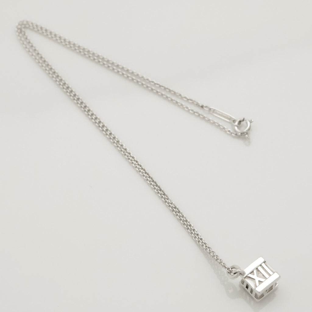  Tiffany & Co. Atlas Cube Necklace Pendant  Sterling Silver  925 