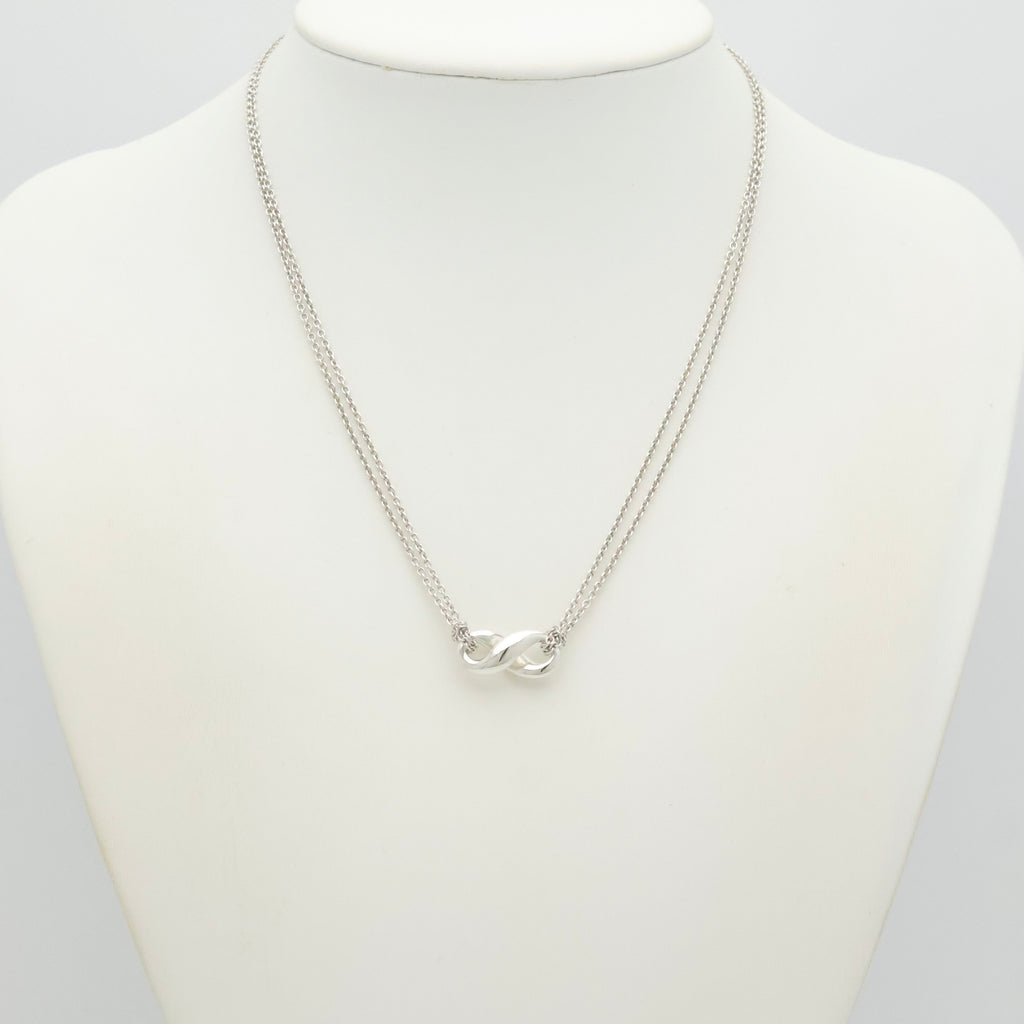 Tiffany & Co. Infinity Double Chain Necklace Sterling Silver 925