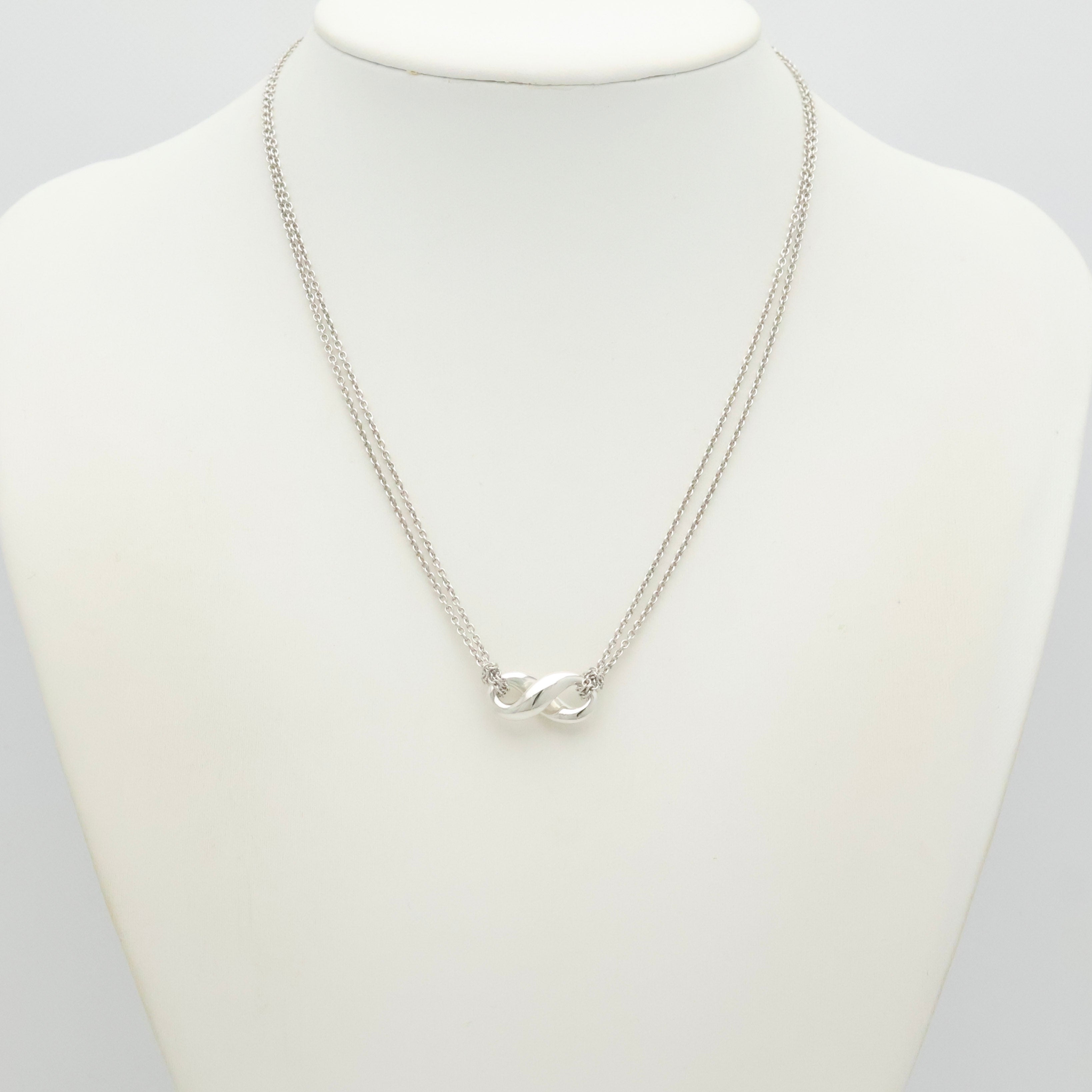 Tiffany & Co. Infinity Double Chain Necklace Sterling Silver 925