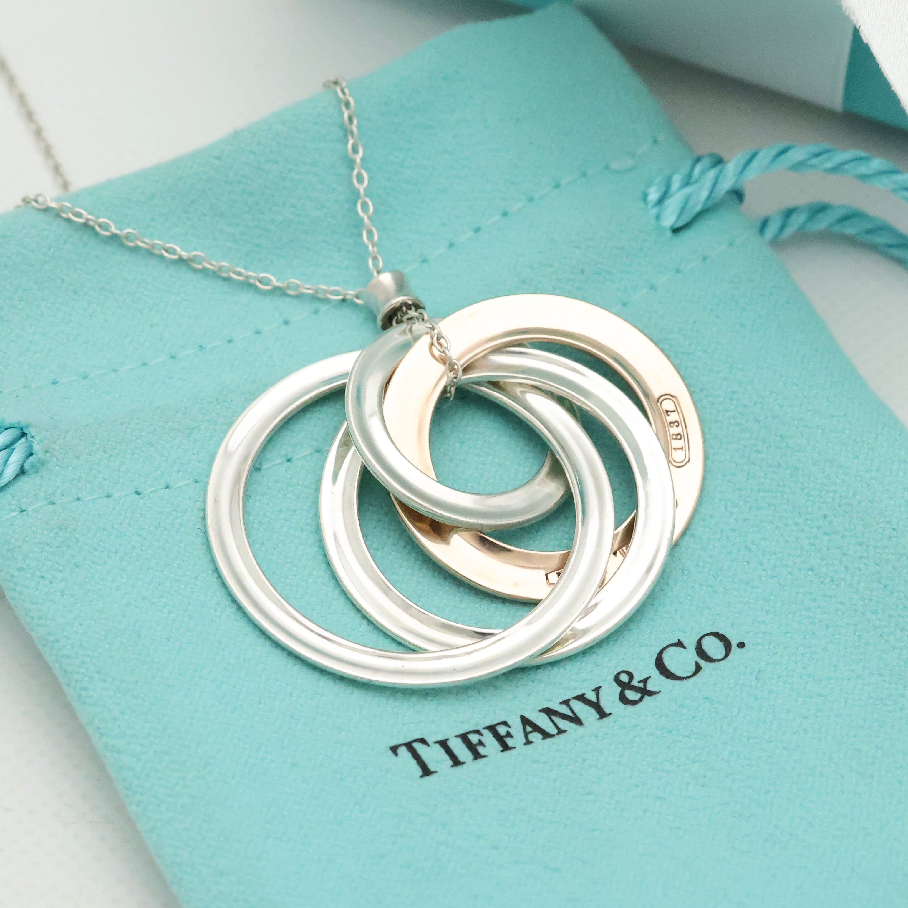 TIFFANY&Co. 4連 1837 インターロッキング サークル ネックレス ルベドメタル AG925