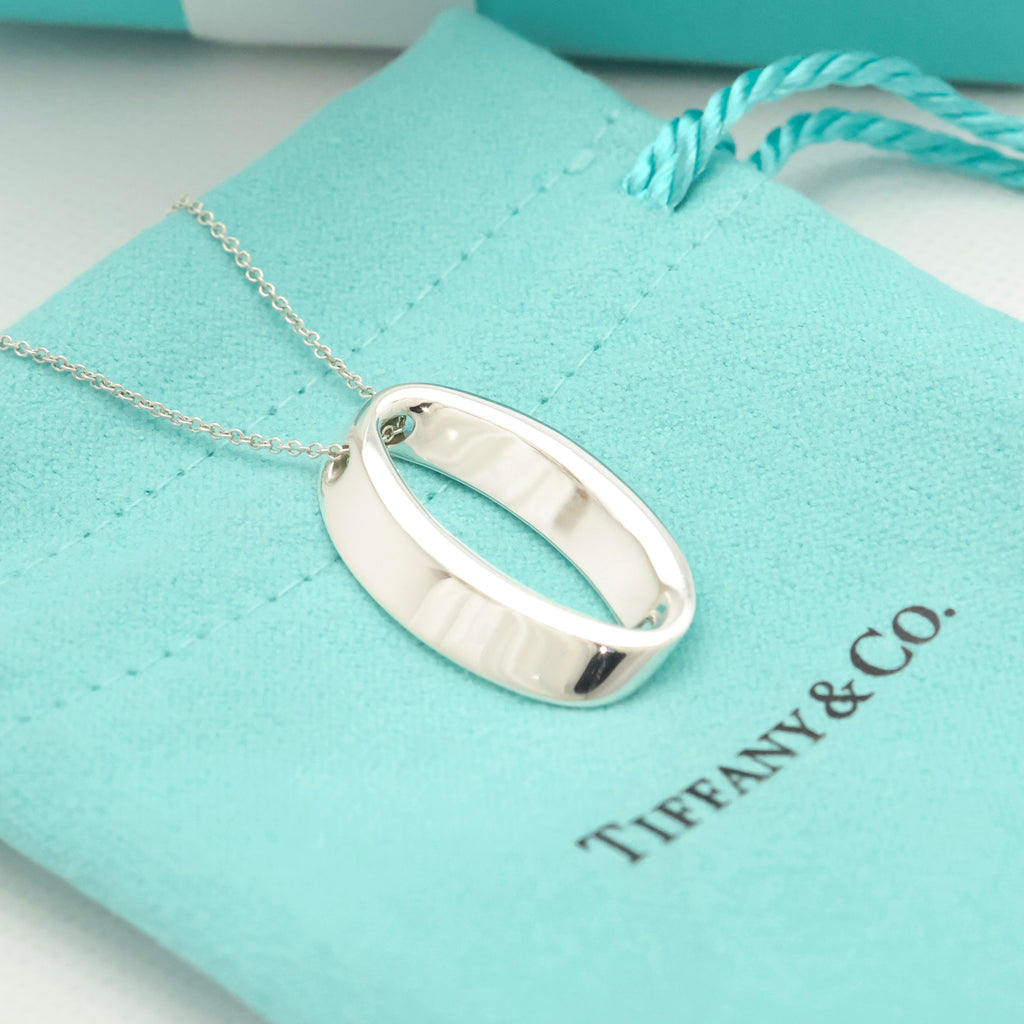 Tiffany & Co. 3D Geometric Oval Necklace Sterling Silver 925