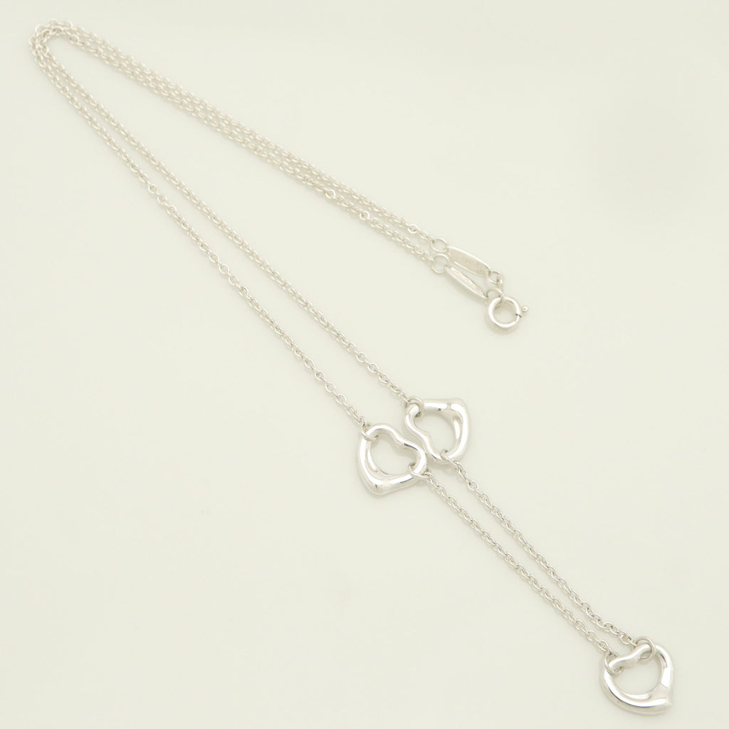  Tiffany & Co. Peretti Triple Open Heart Lariat Necklace Sterling Silver 925 