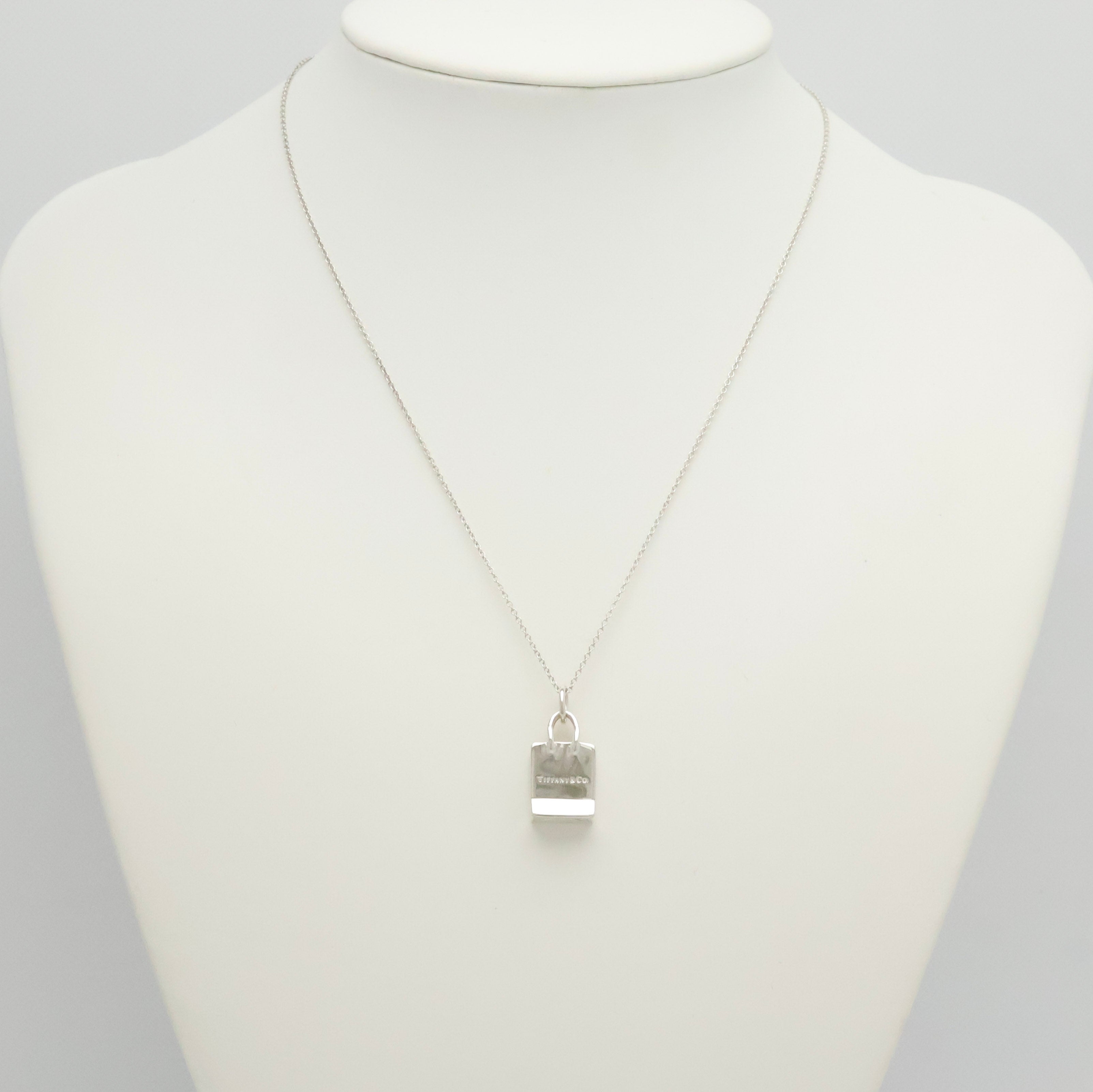 Tiffany & Co. Shopping Bag Pendant Charm Necklace Sterling Silver 925