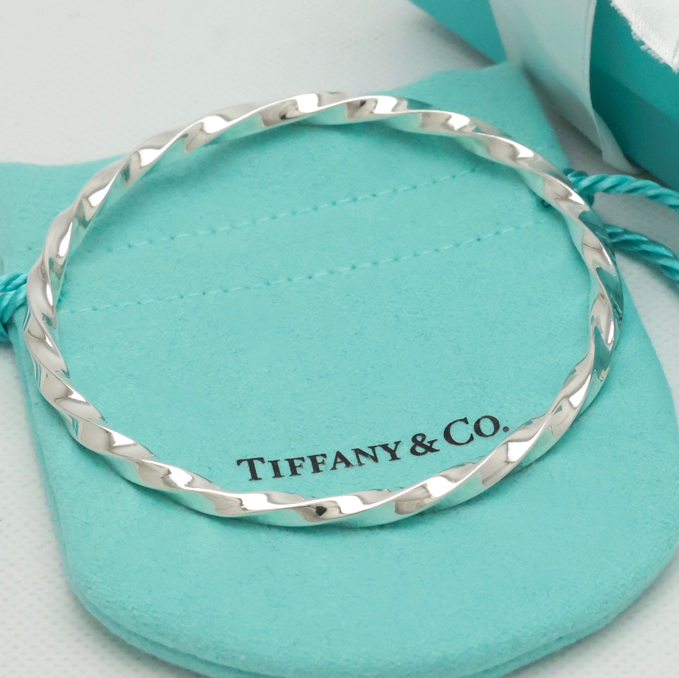 Tiffany & Co. Twist Knife Edge Bangle Bracelet Sterling Silver 925