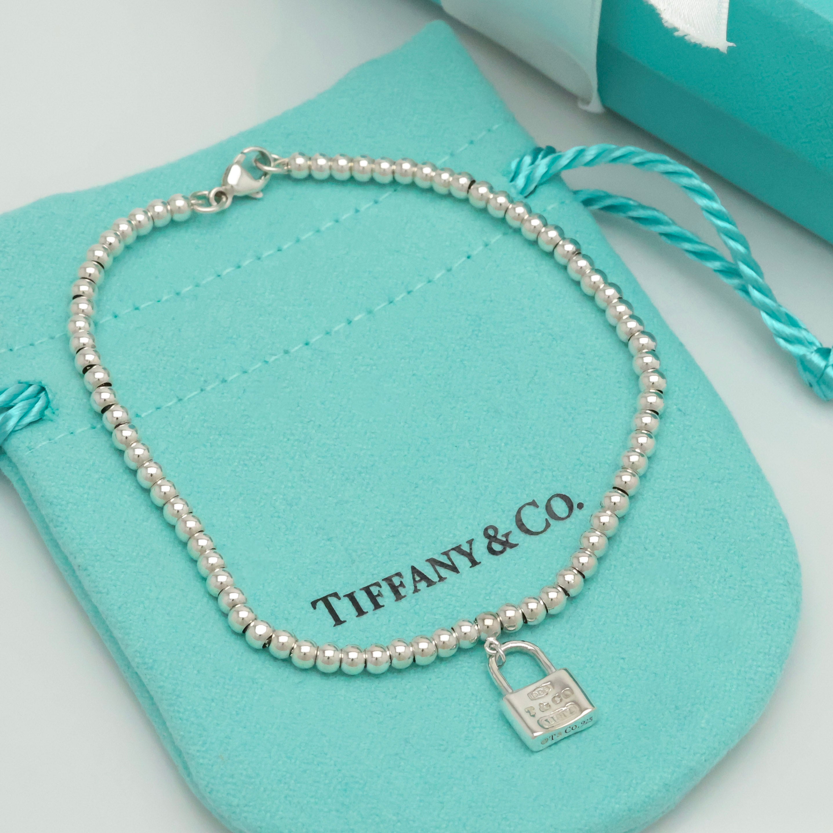Tiffany & Co. 1837 Mini Padlock Bead Bracelet Sterling Silver 925