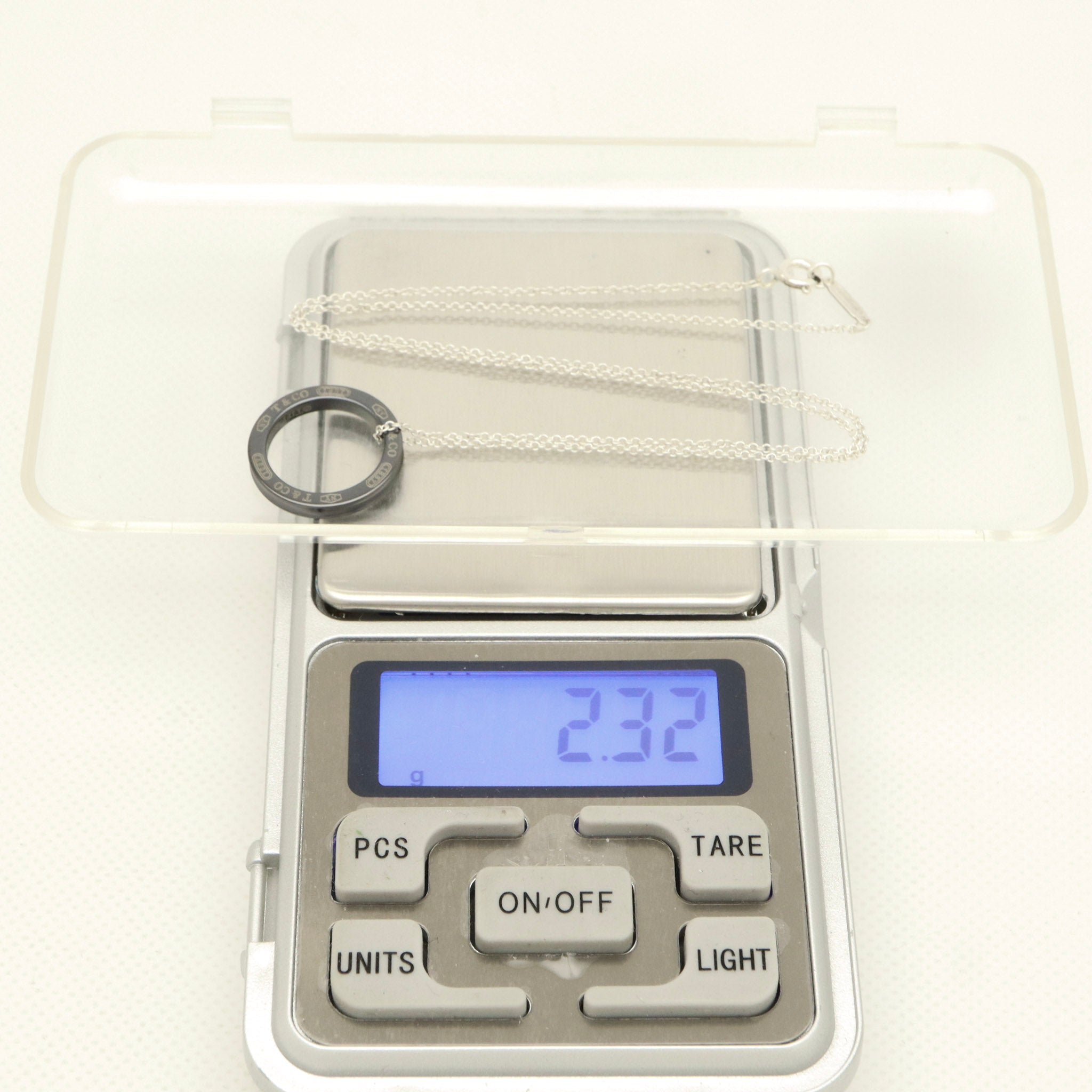 Tiffany & Co. 1837 Circle Necklace 16" Black Titanium Sterling Silver 925