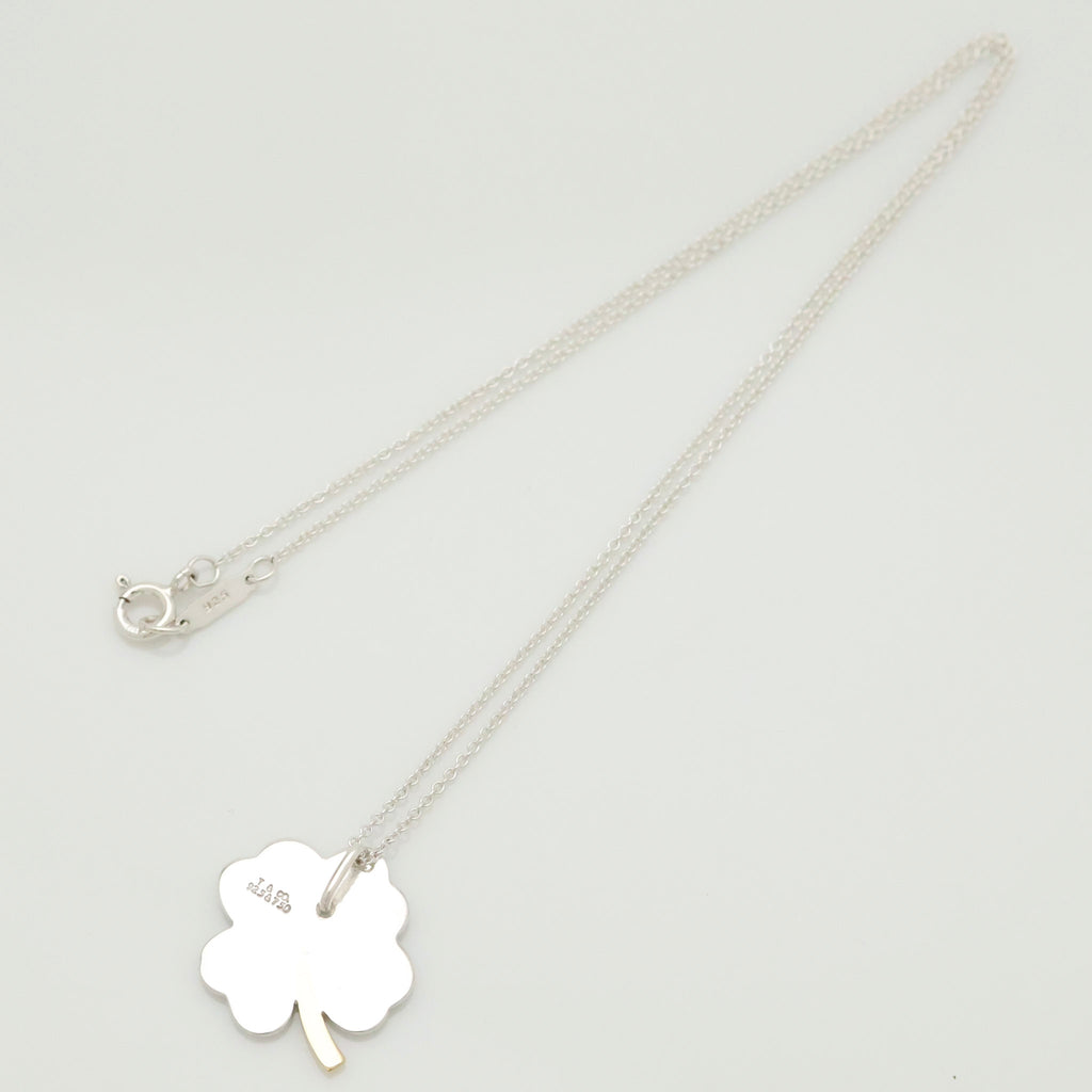  Tiffany & Co. Four Leaf Clover Pendant Necklace Sterling Silver 925 & Gold 18K