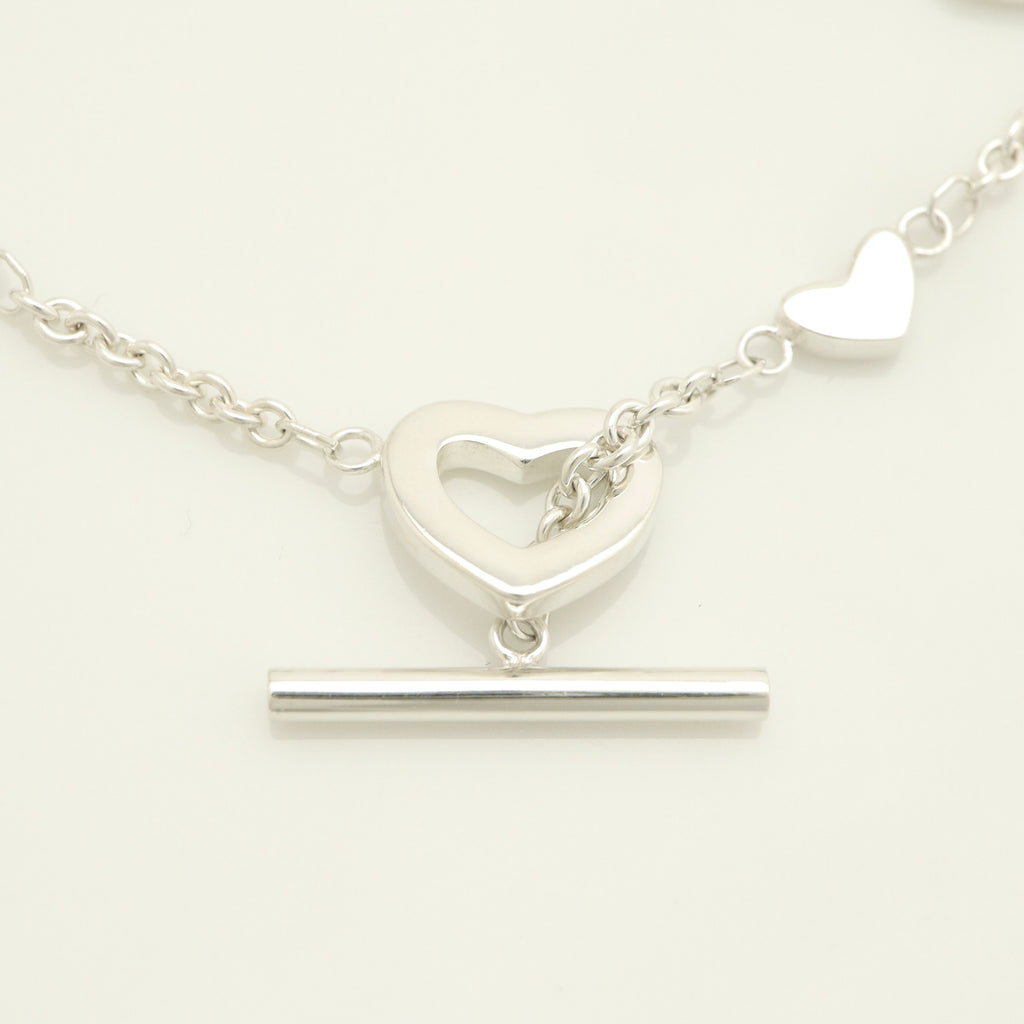 Tiffany & Co. Heart Link Lariat Toggle Bracelet Sterling Silver 925
