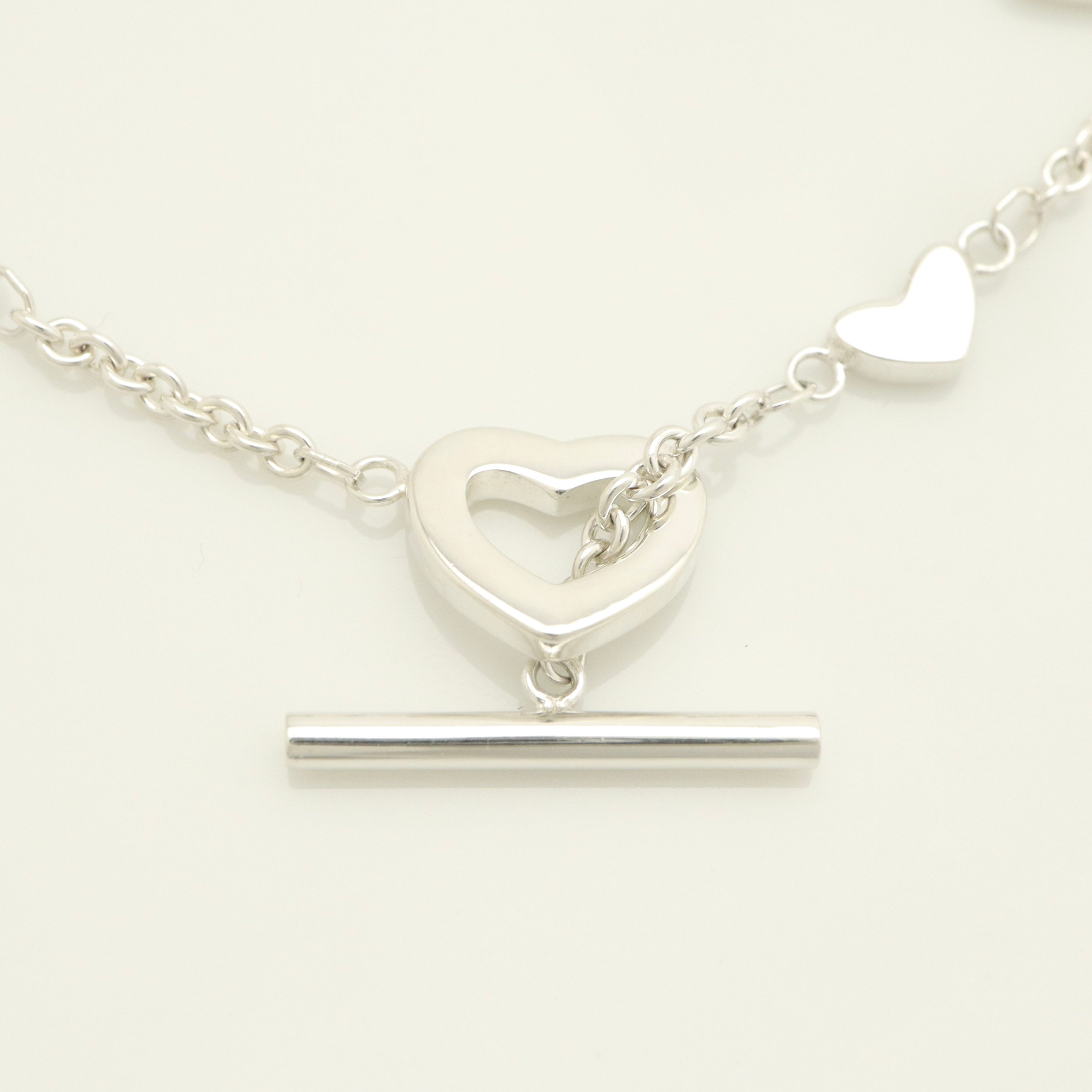 Tiffany & Co. Heart Link Lariat Toggle Bracelet Sterling Silver 925