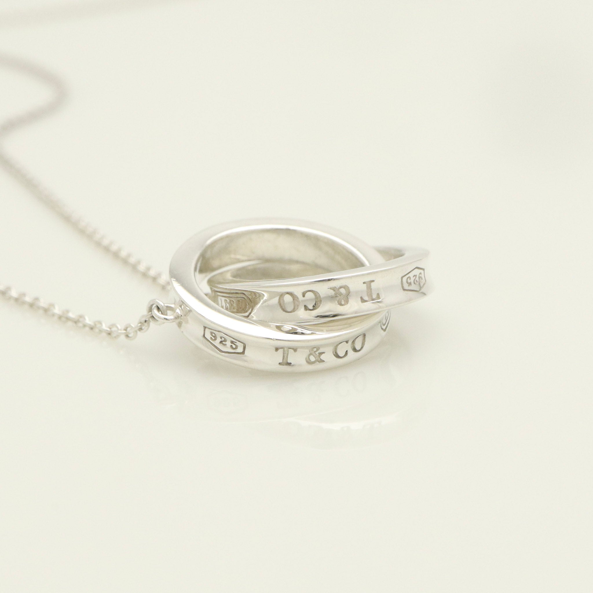 Tiffany & Co. 1837 Interlocking Circles Lariat Necklace Sterling Silver 925