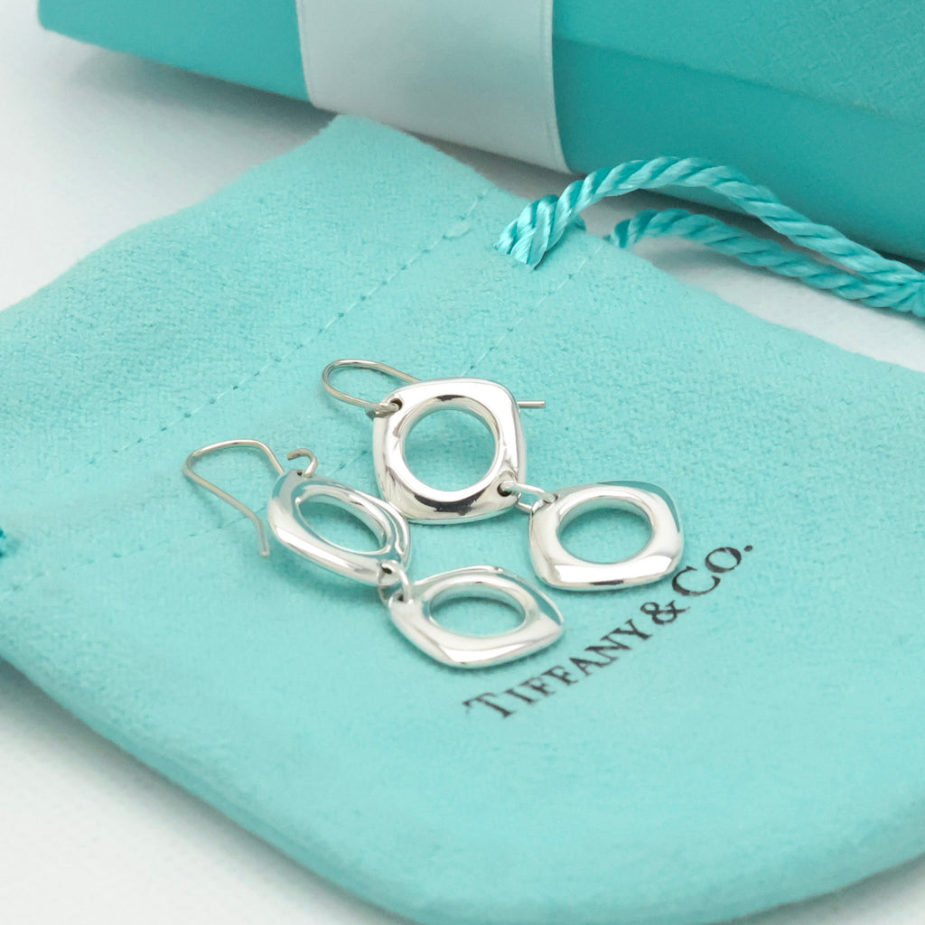 TIFFANY&Co. ダブル クッション スクエア フック ピアス AG925