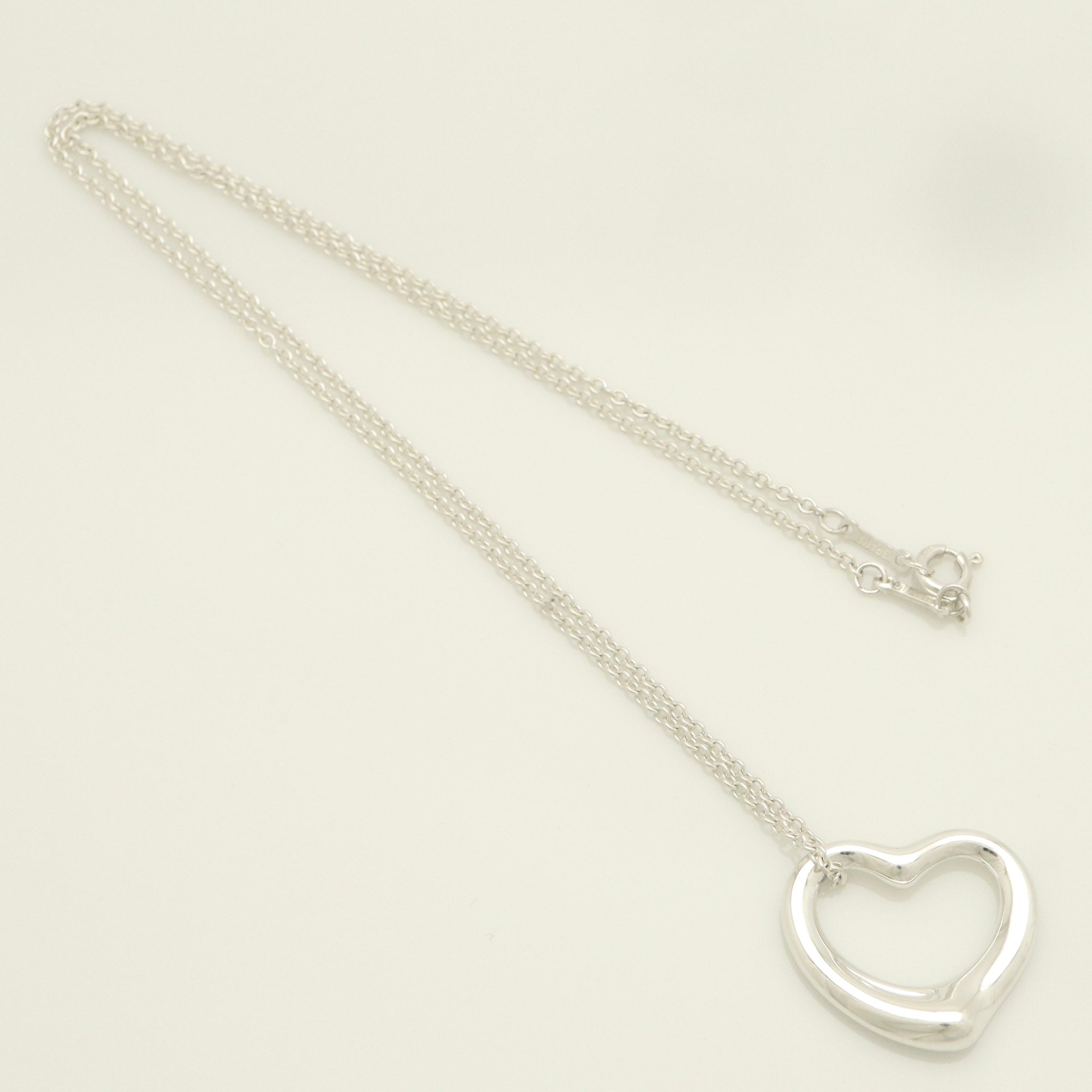 Tiffany & Co. Open Heart Pendant Necklace Sterling Silver 925