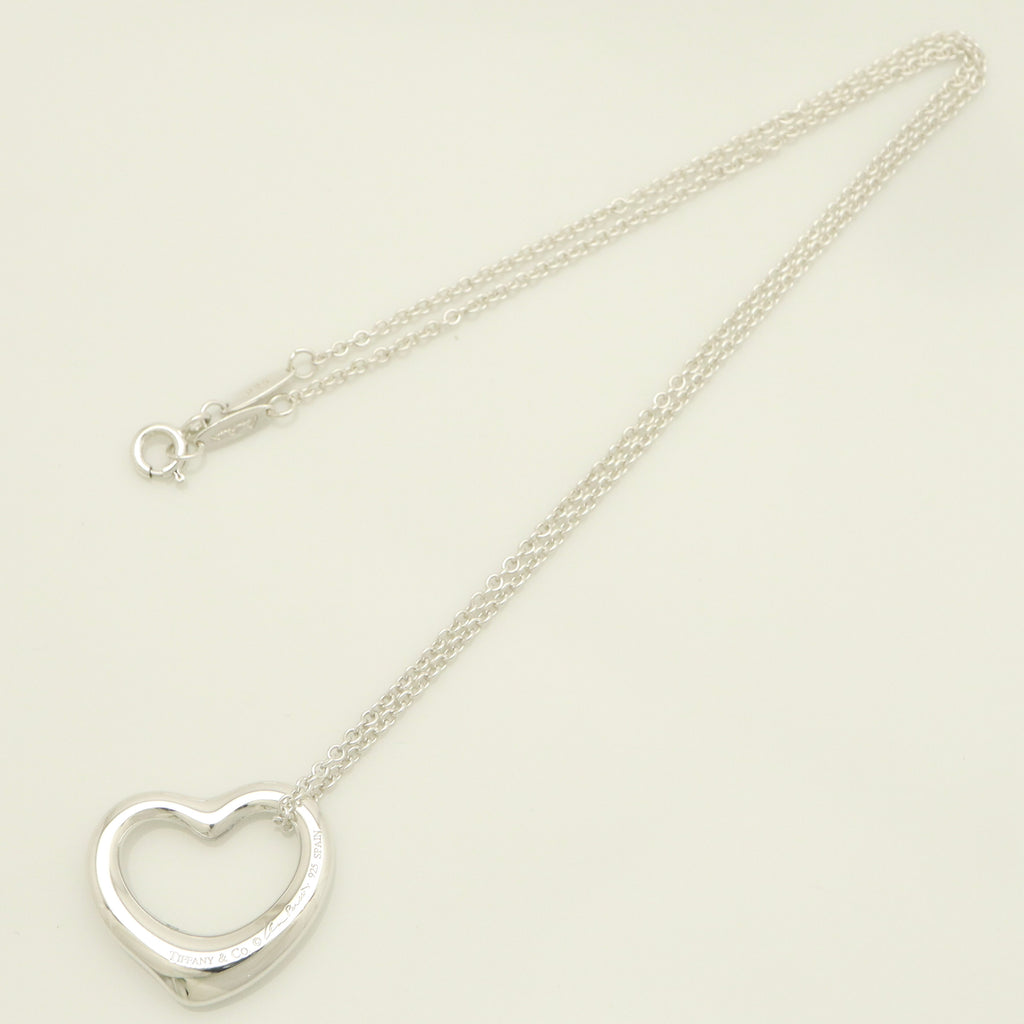 Tiffany & Co. Open Heart Pendant Necklace Sterling Silver 925