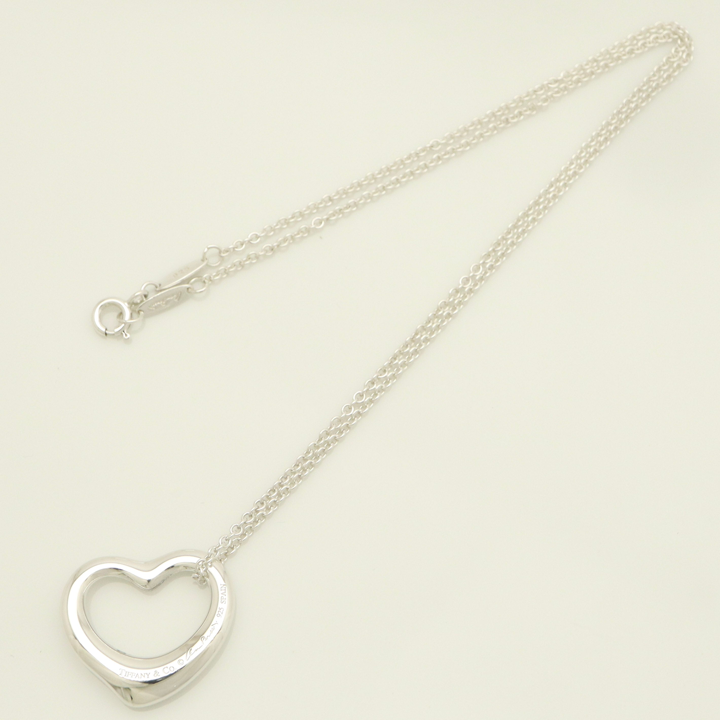 Tiffany & Co. Open Heart Pendant Necklace Sterling Silver 925