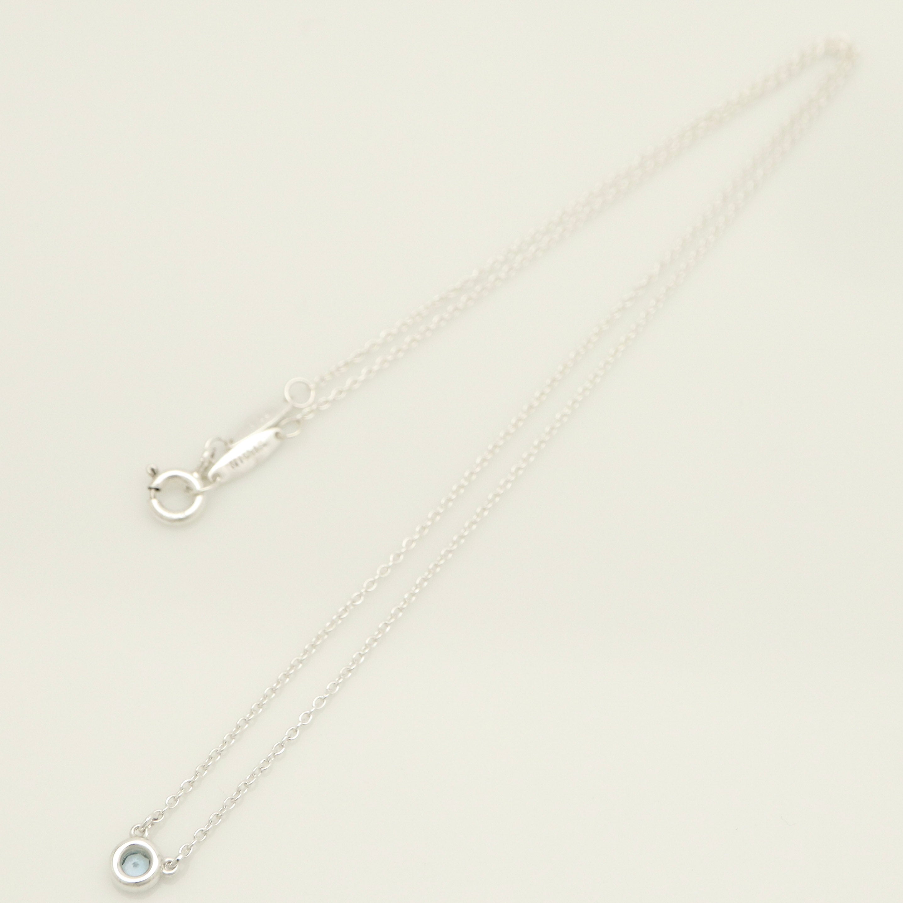 Tiffany & Co. By the Yard Aquamarine Sapphire Necklace Sterling Silver 925