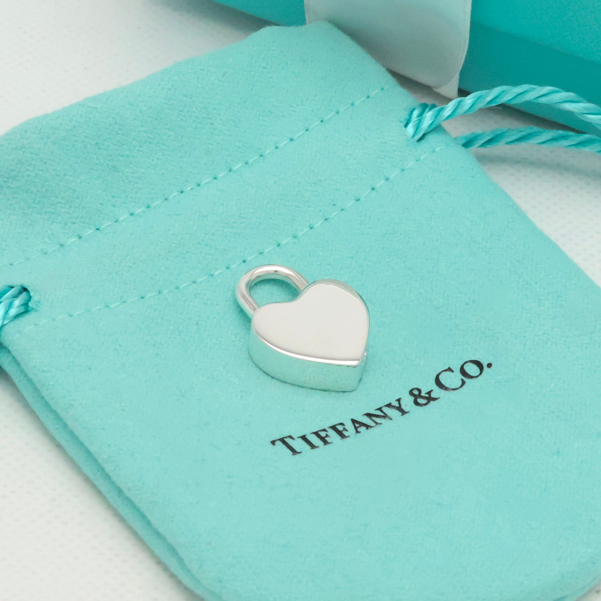 Tiffany & Co. Heart Lock Padlock Pendant Charm Sterling Silver 925