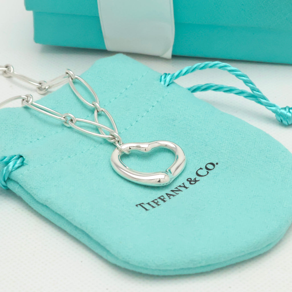TIFFANY&Co. オープン ハート 22mm エルサペレッティ オーバル リンク チェーン ブレスレット AG925
