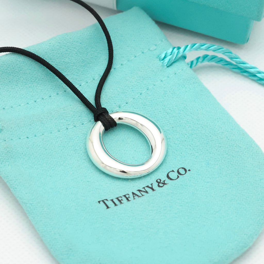  Tiffany & Co. Seviana Silk Cord Necklace Sterling Silver 925