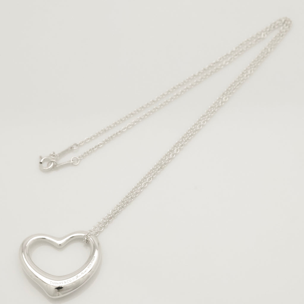 Tiffany & Co. Open Heart Pendant Necklace Sterling Silver 925