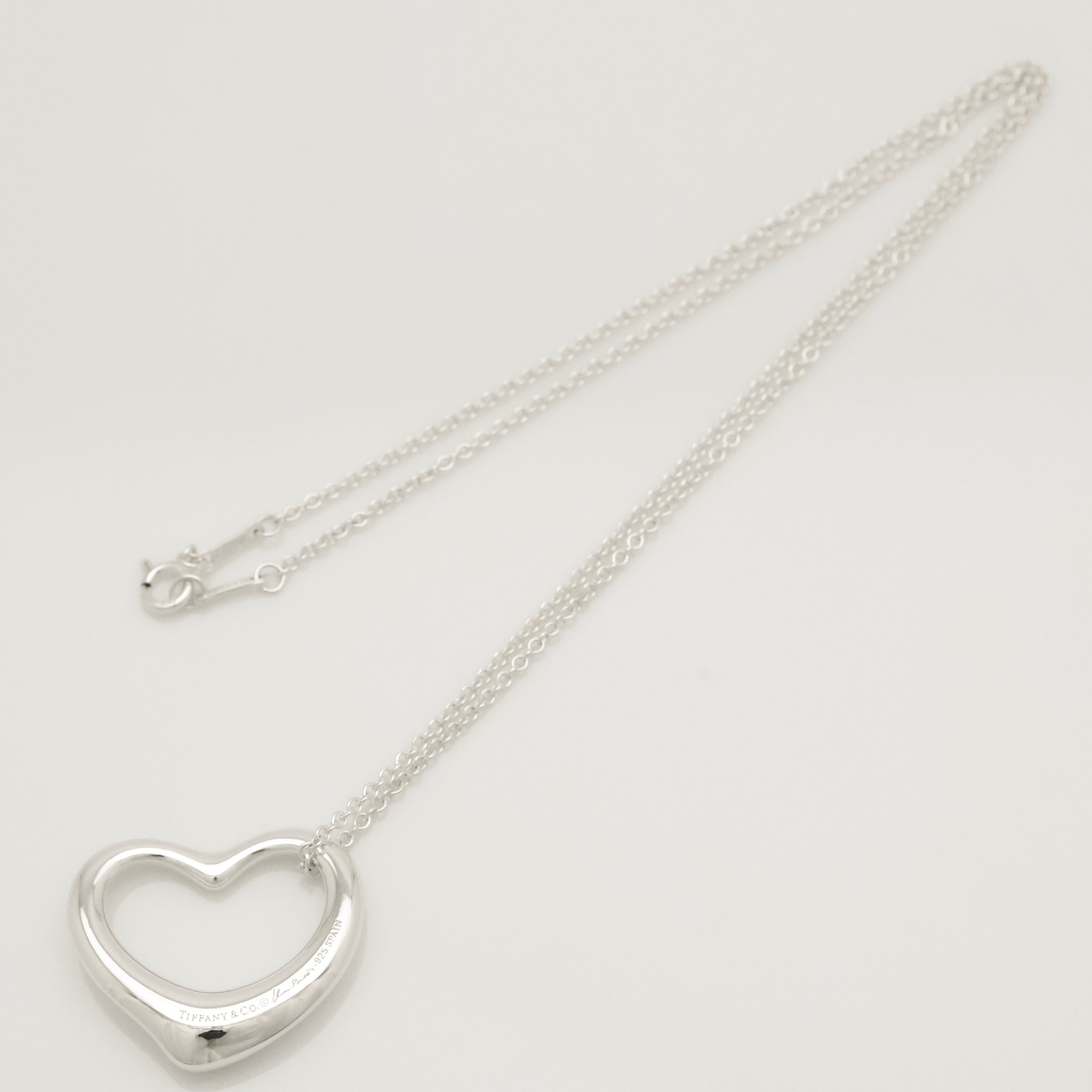 Tiffany & Co. Open Heart Pendant Necklace Sterling Silver 925