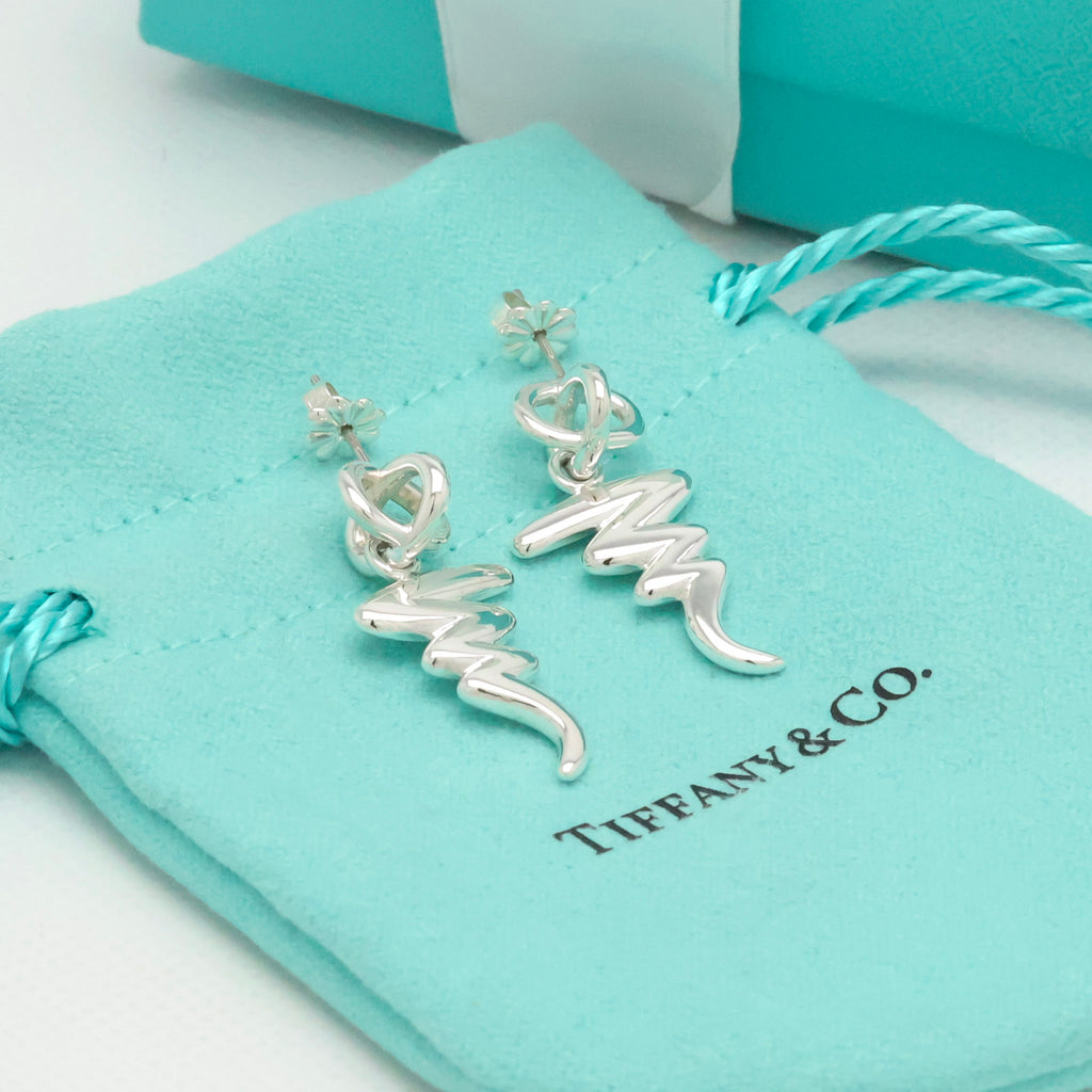 Tiffany & Co. Picasso Scribble Zig Zag Stud Earrings Sterling Silver 925