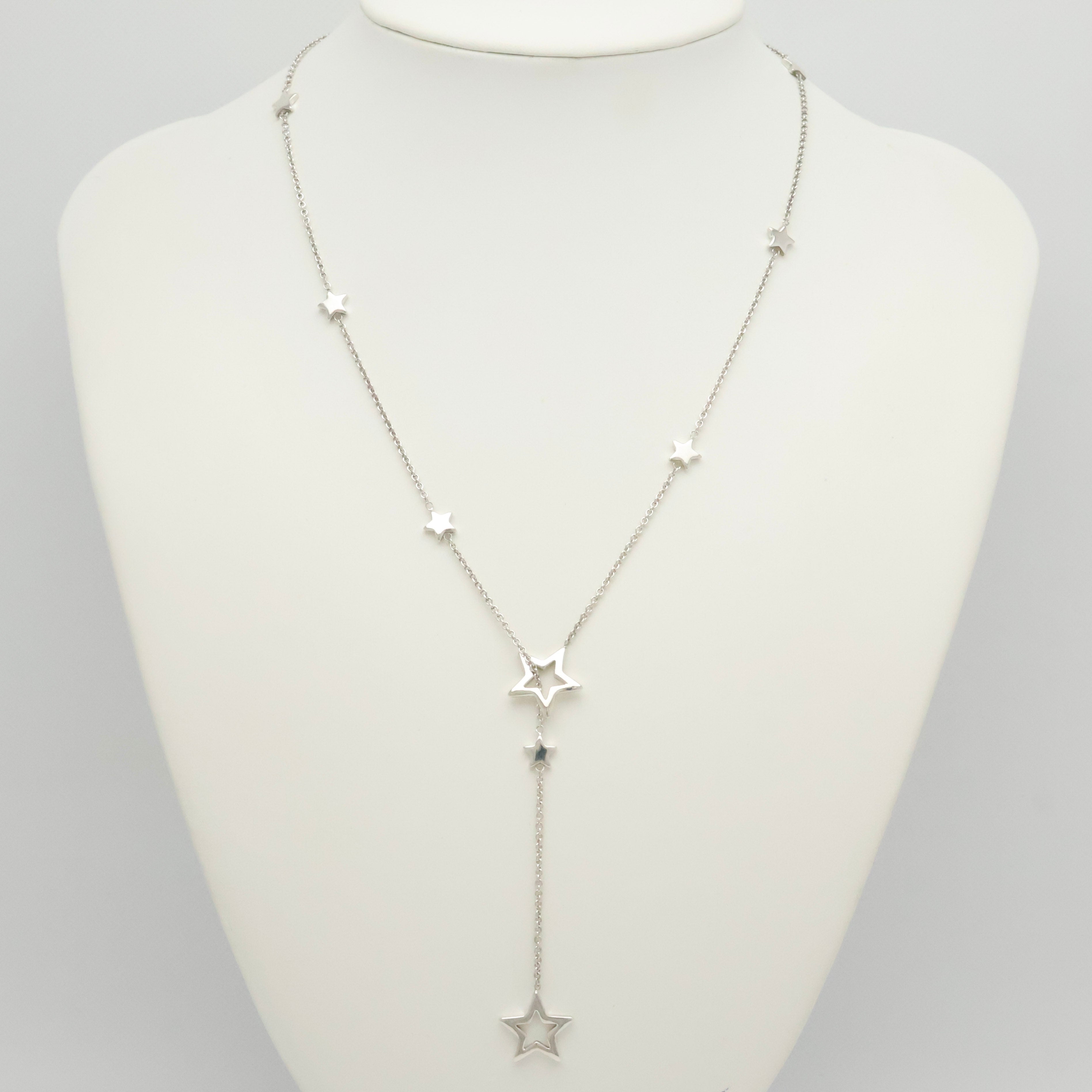 Tiffany & Co. Star Link Lariat Necklace Pendant Sterling Silver 925