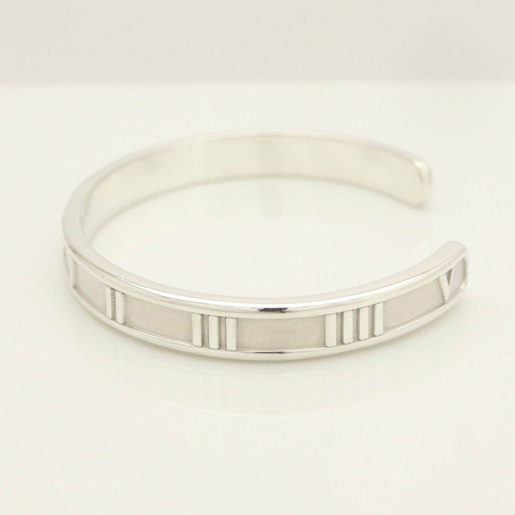 Tiffany & Co. Atlas Roman Numerals Cuff Bangle Bracelet Sterling Silver 925