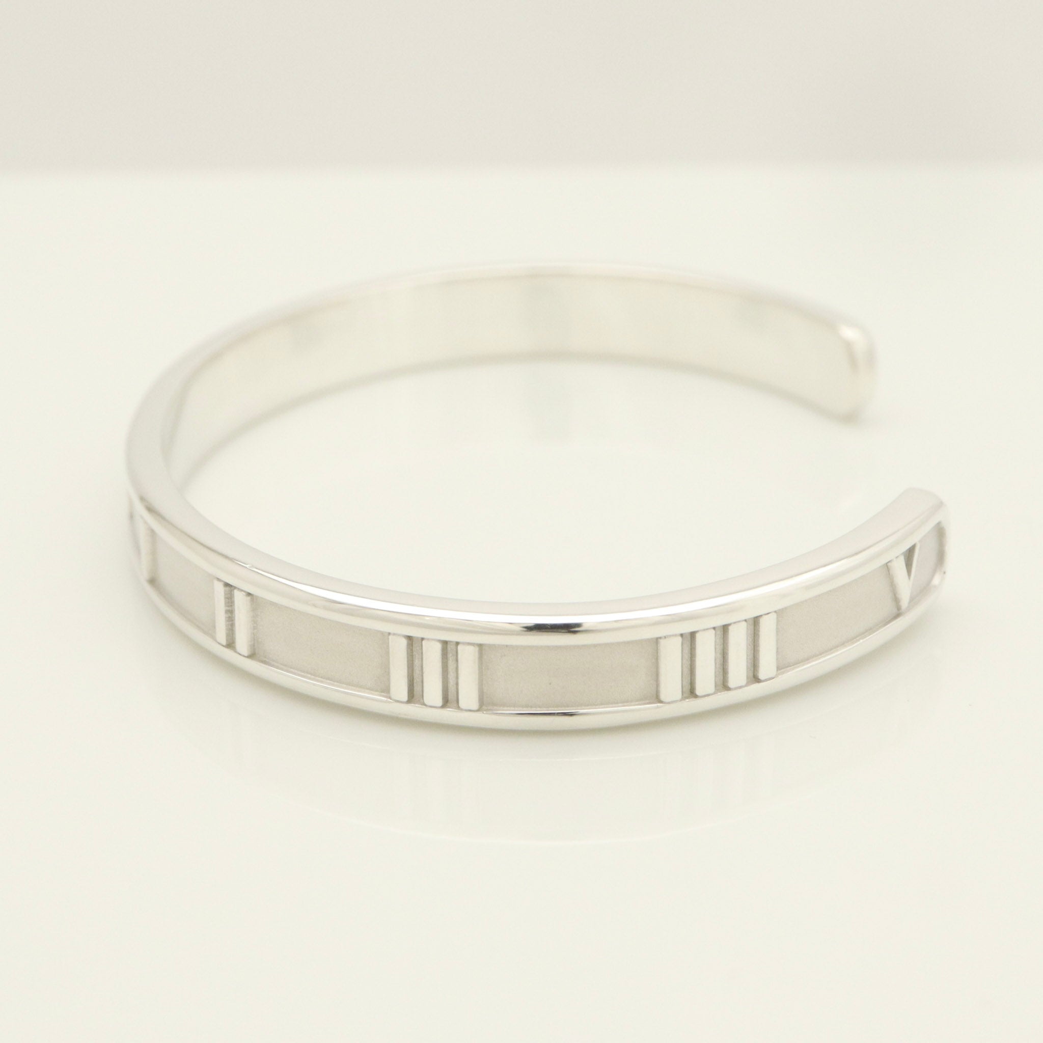 Tiffany & Co. Atlas Roman Numerals Cuff Bangle Bracelet Sterling Silver 925