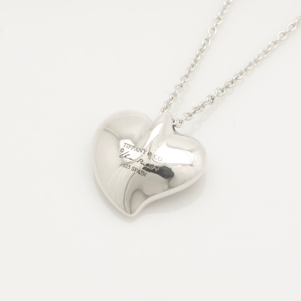 Tiffany & Co. Peretti Curved Full Heart Necklace Sterling Silver 925