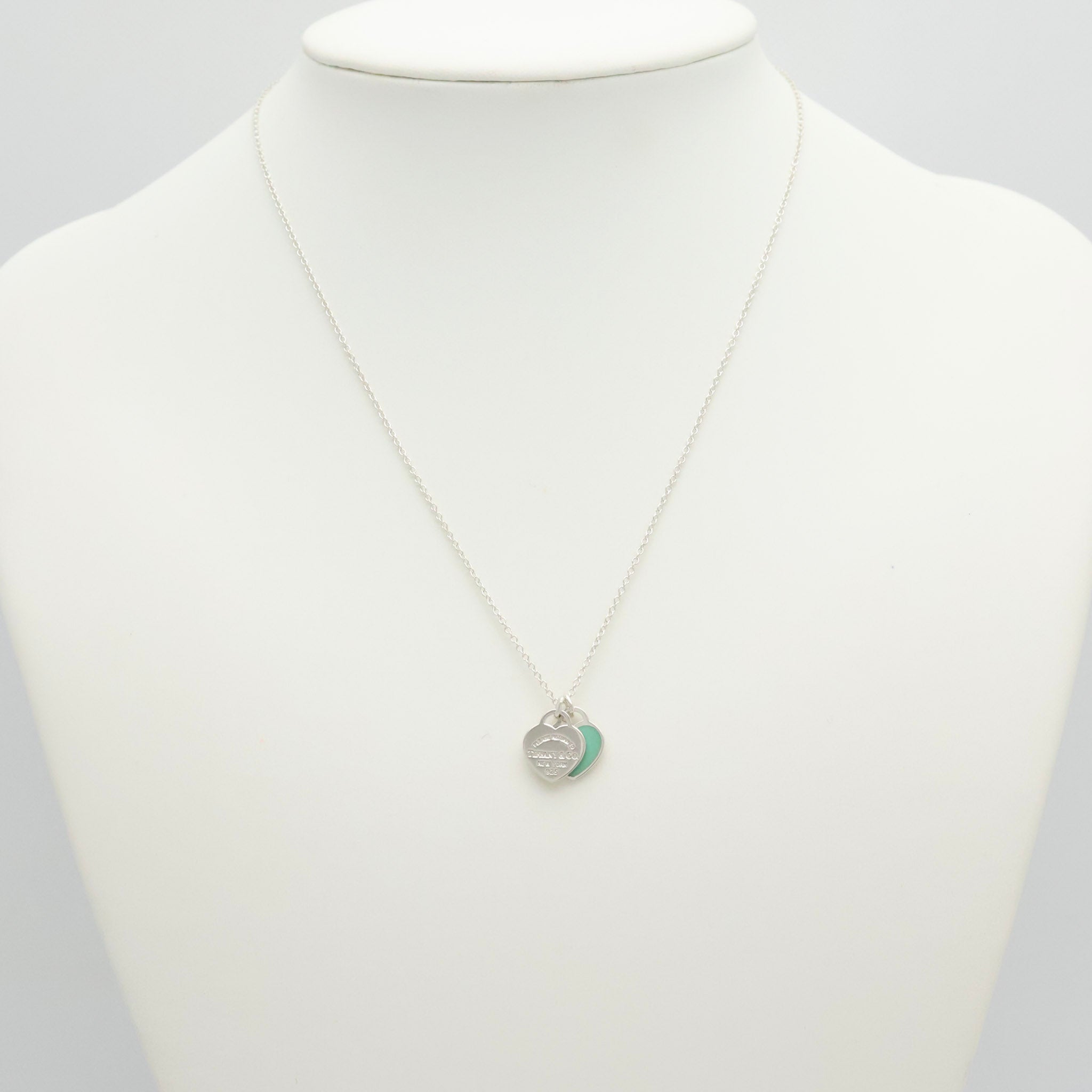 TIFFANY&Co. リターントゥ ティファニー スモール ダブル ハート タグ ブルー エナメル ネックレス AG925