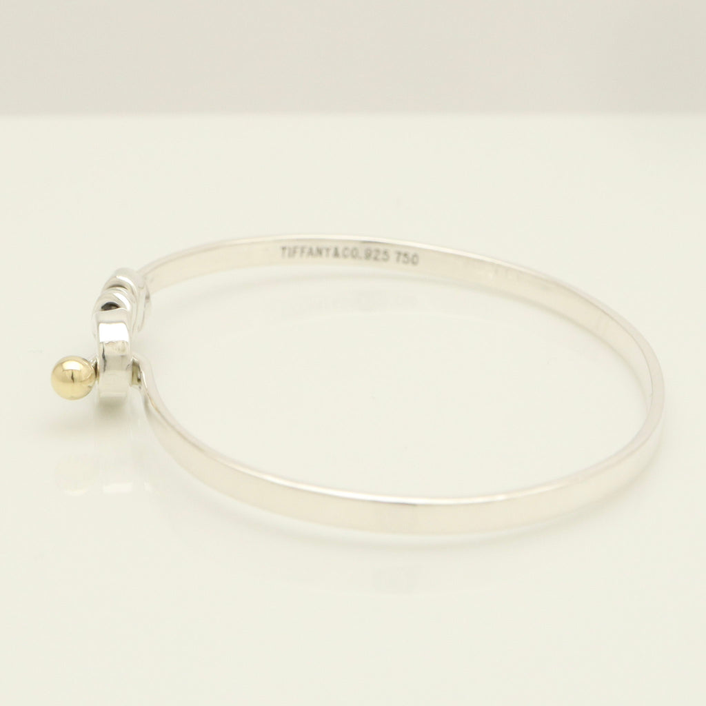 Tiffany & Co. Hook & Eye Bangle Sterling Silver 925 Gold 18k